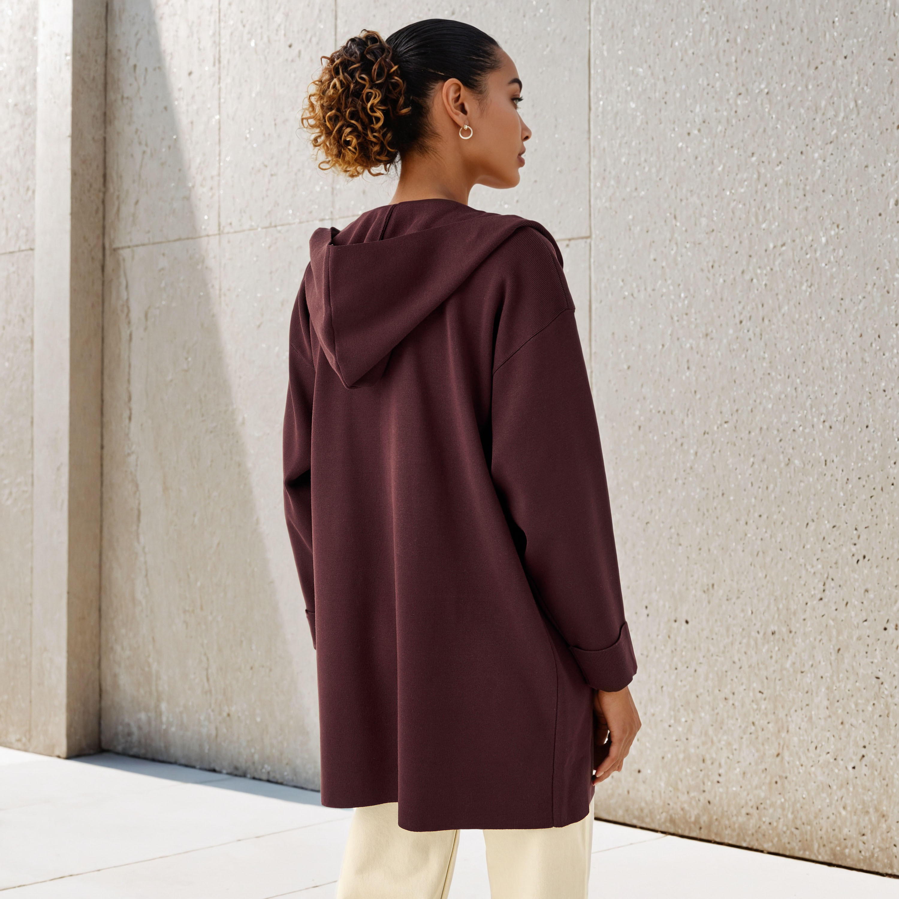 Open Front Knit Hooded Cardigan-women-winterwear-cardigansandjumpers-cardigans-image-4
