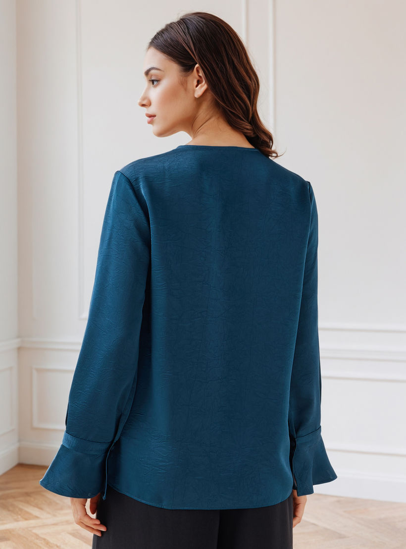 Tie-Up Detail Top with Flared Sleeves-women-clothing-shirtsandblouses-blouses-image-3