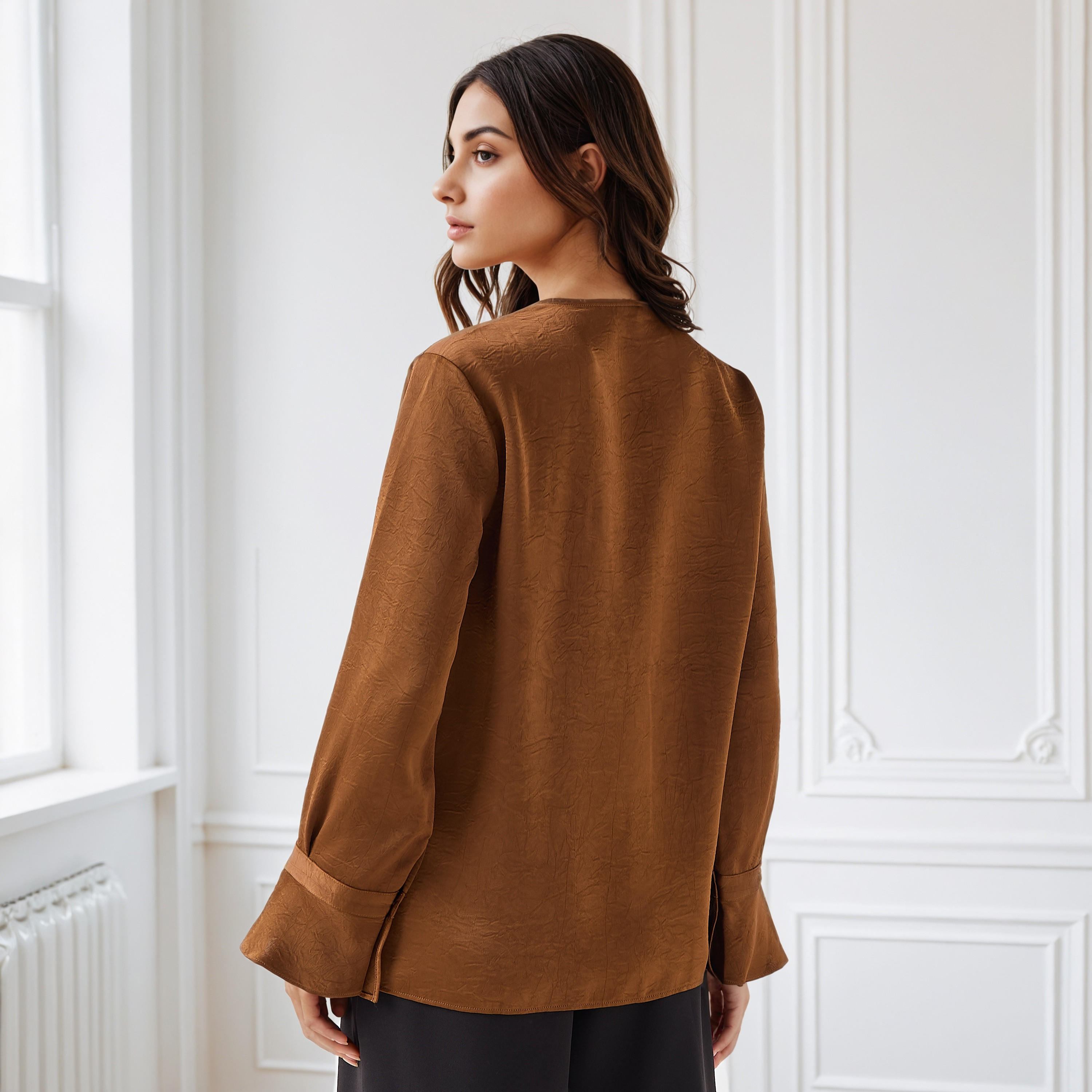 Tie-Up Detail Top with Flared Sleeves-women-clothing-shirtsandblouses-blouses-image-3