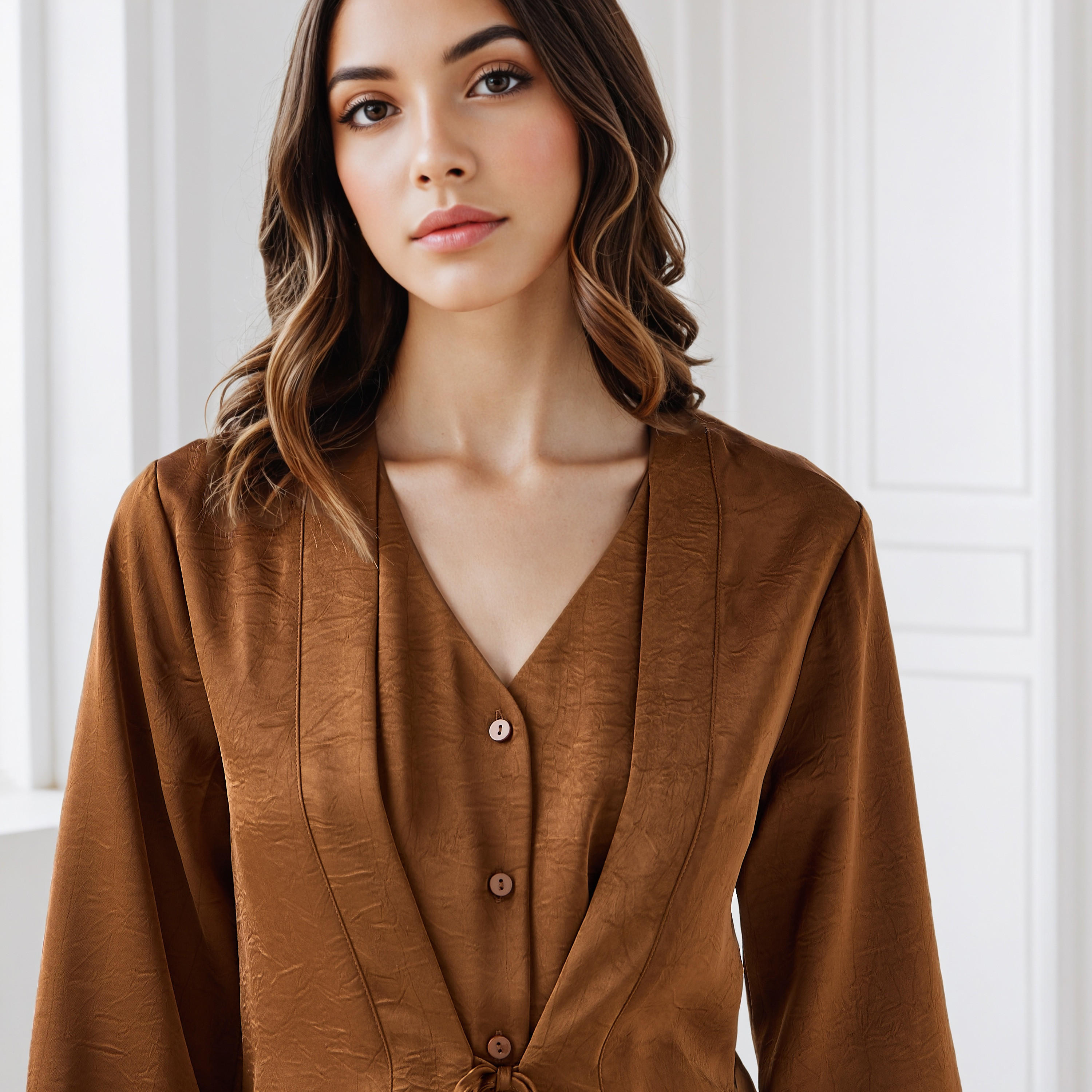 Tie-Up Detail Top with Flared Sleeves-women-clothing-shirtsandblouses-blouses-image-4