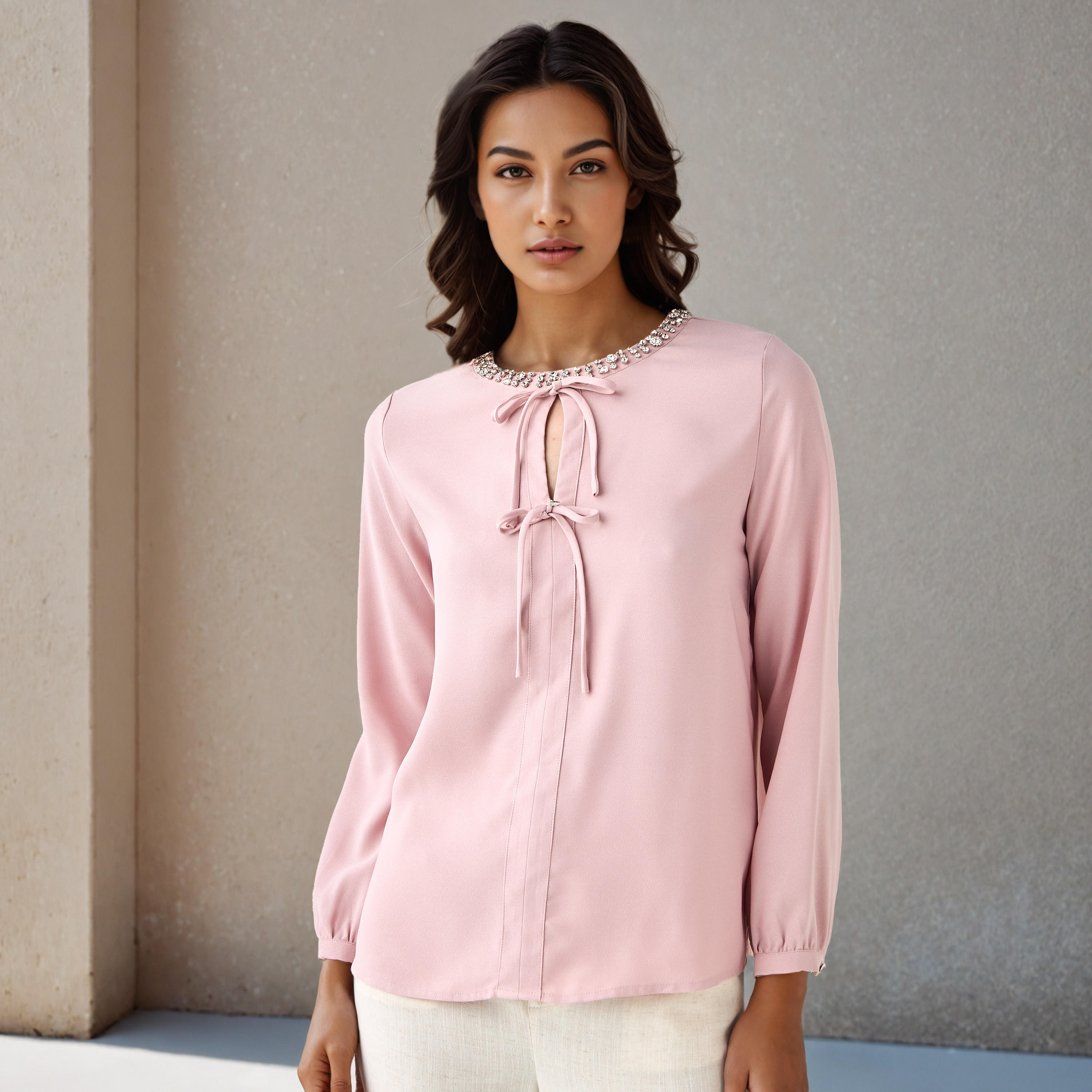 Regular Fit Top with Embellishment-women-clothing-shirtsandblouses-blouses-image-1