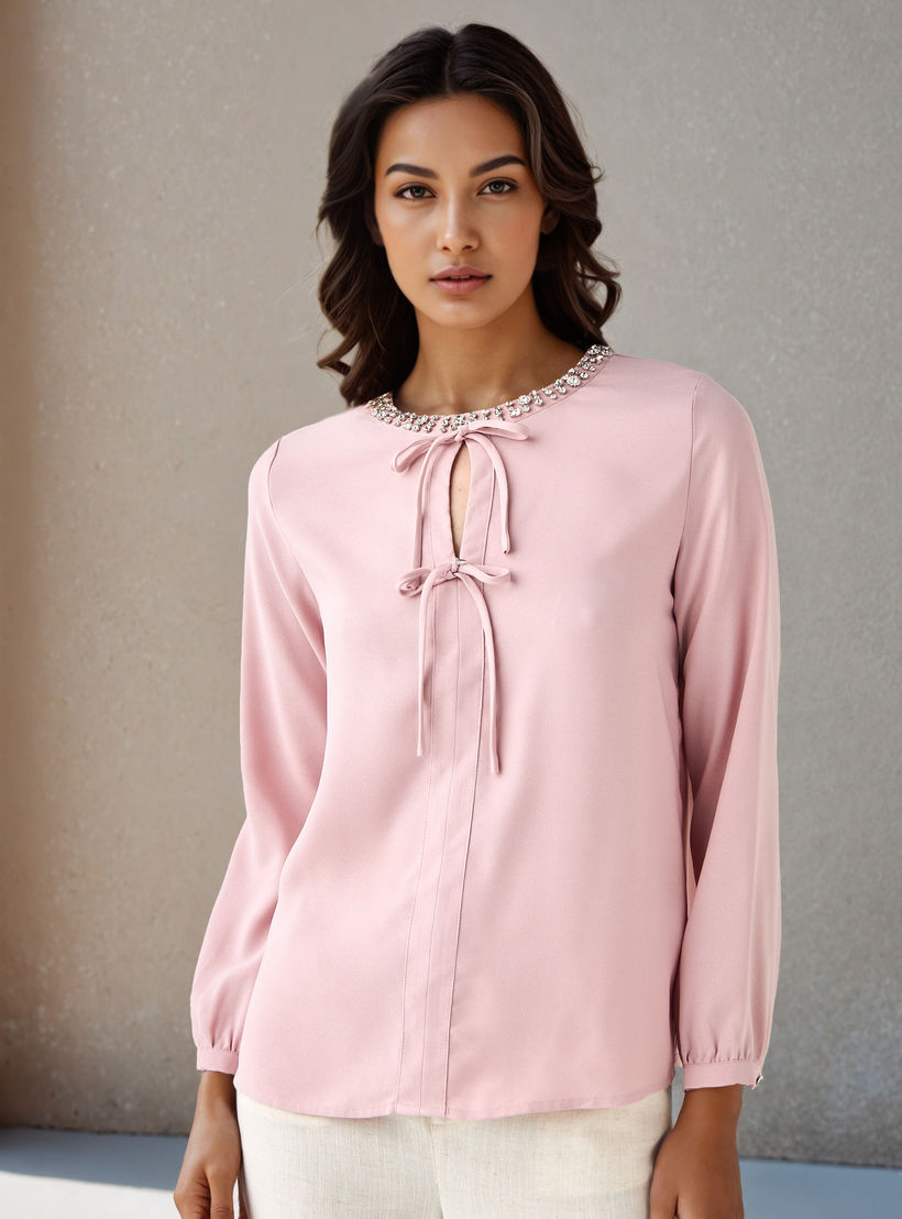 Regular Fit Top with Embellishment-women-clothing-shirtsandblouses-blouses-image-1