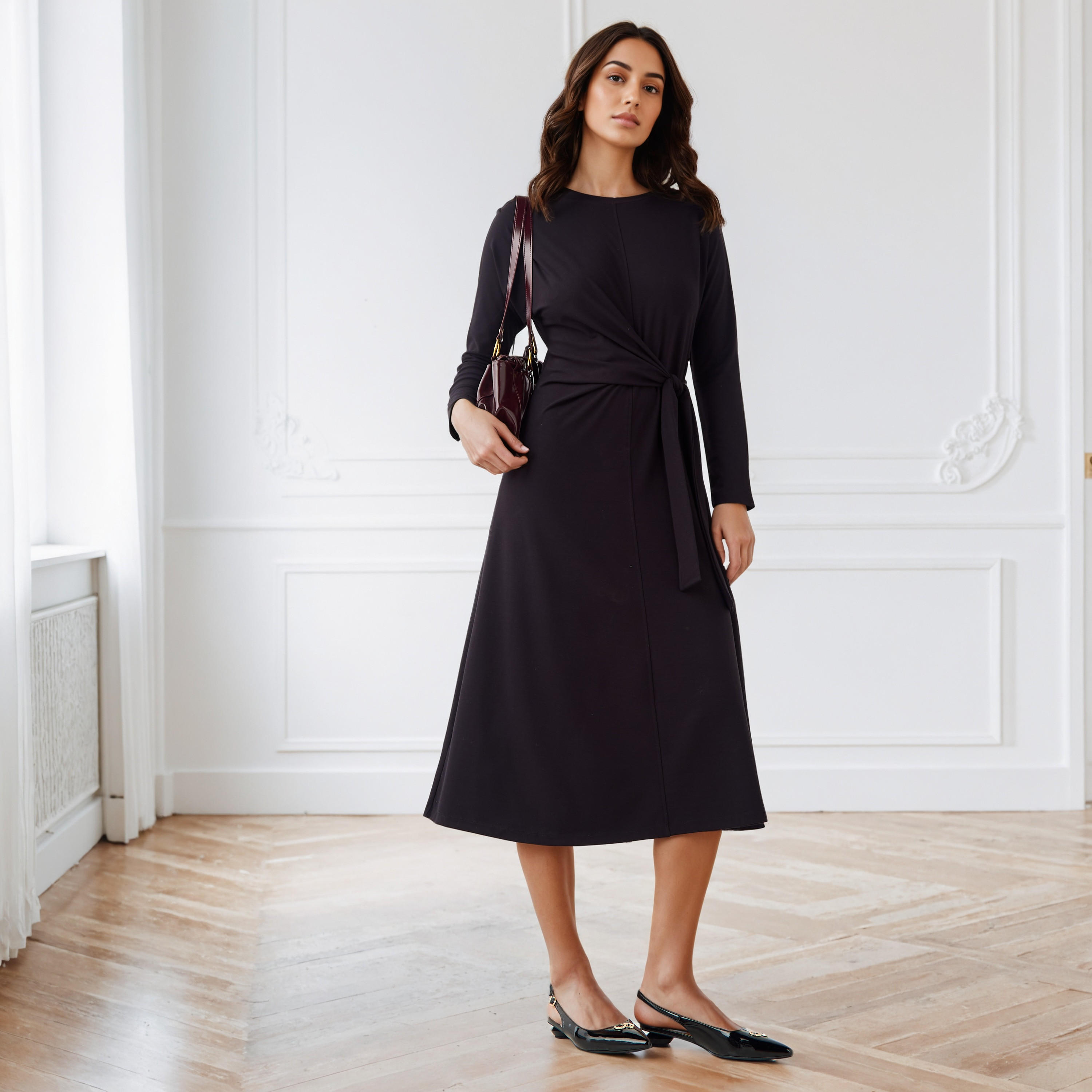 فستان بكشكش وأربطة-women-clothing-dresses-image-5