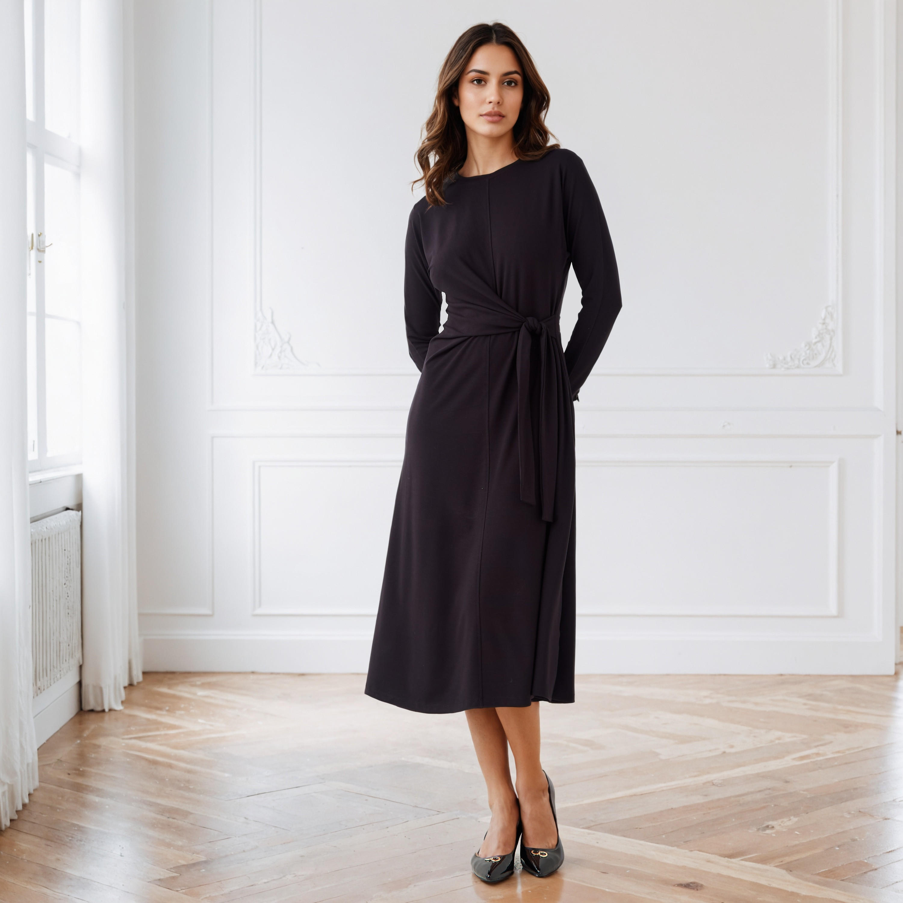 فستان بكشكش وأربطة-women-clothing-dresses-image-4