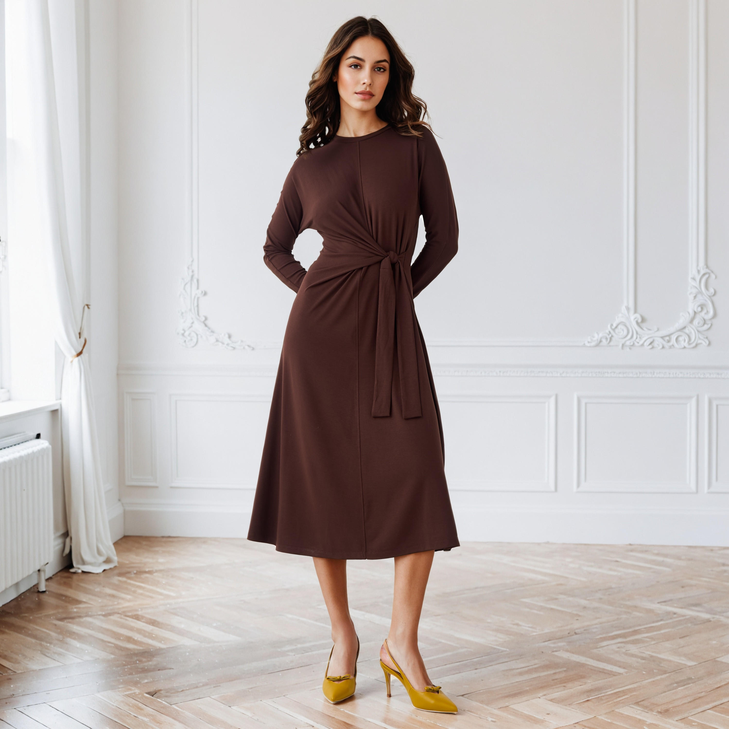 Draped Dress with Tie-Ups-women-clothing-dresses-image-1