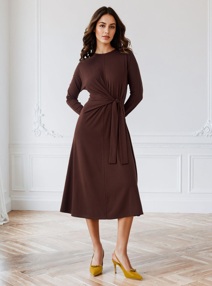 Draped Dress with Tie-Ups-women-clothing-dresses-image-1
