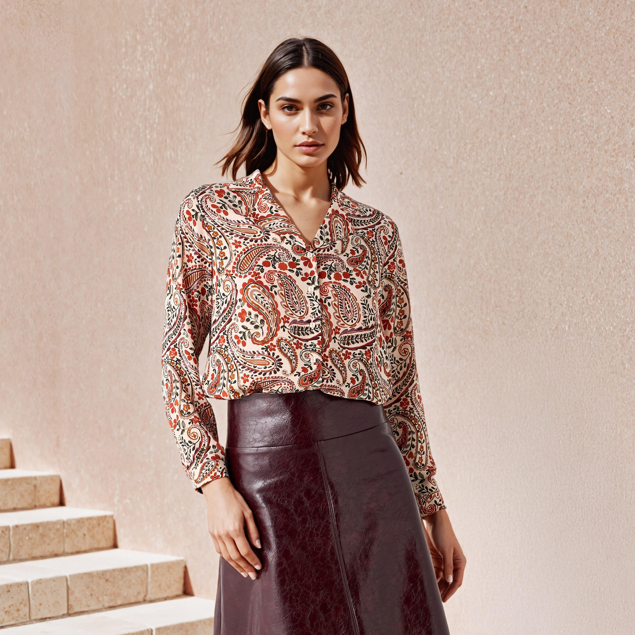 قميص بياقة مطوية وطبعات-women-clothing-shirtsandblouses-shirts-image-1