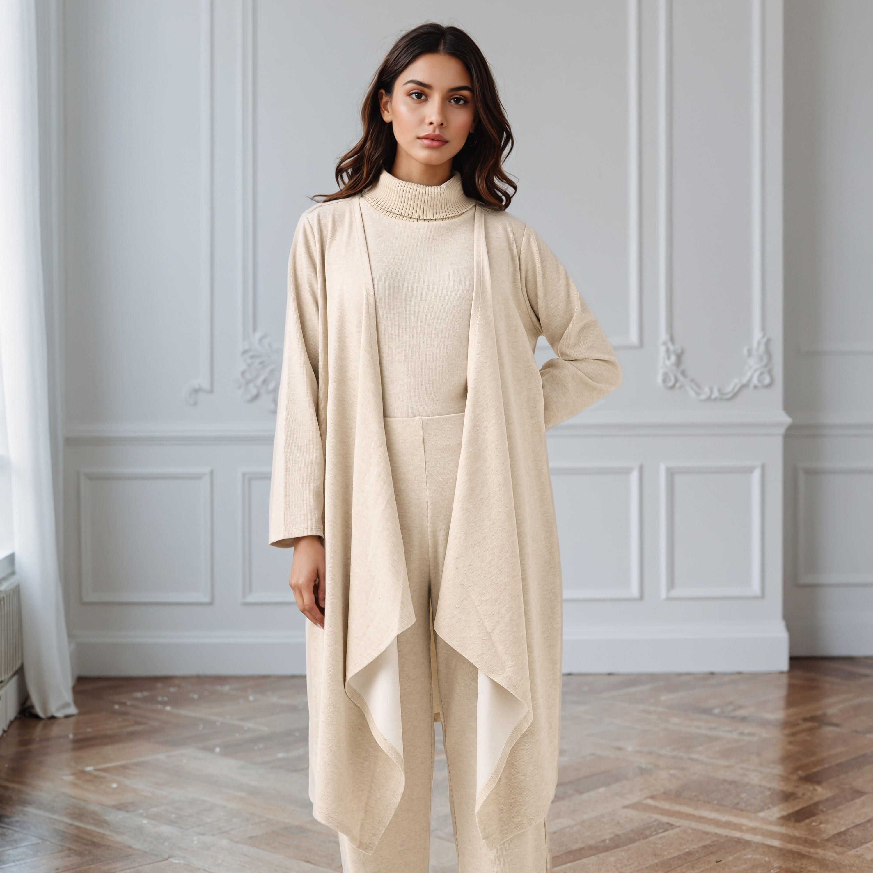 كارديجان طويل بحافة غير متماثلة وقصة مريحة-women-winterwear-cardigansandjumpers-cardigans-image-5