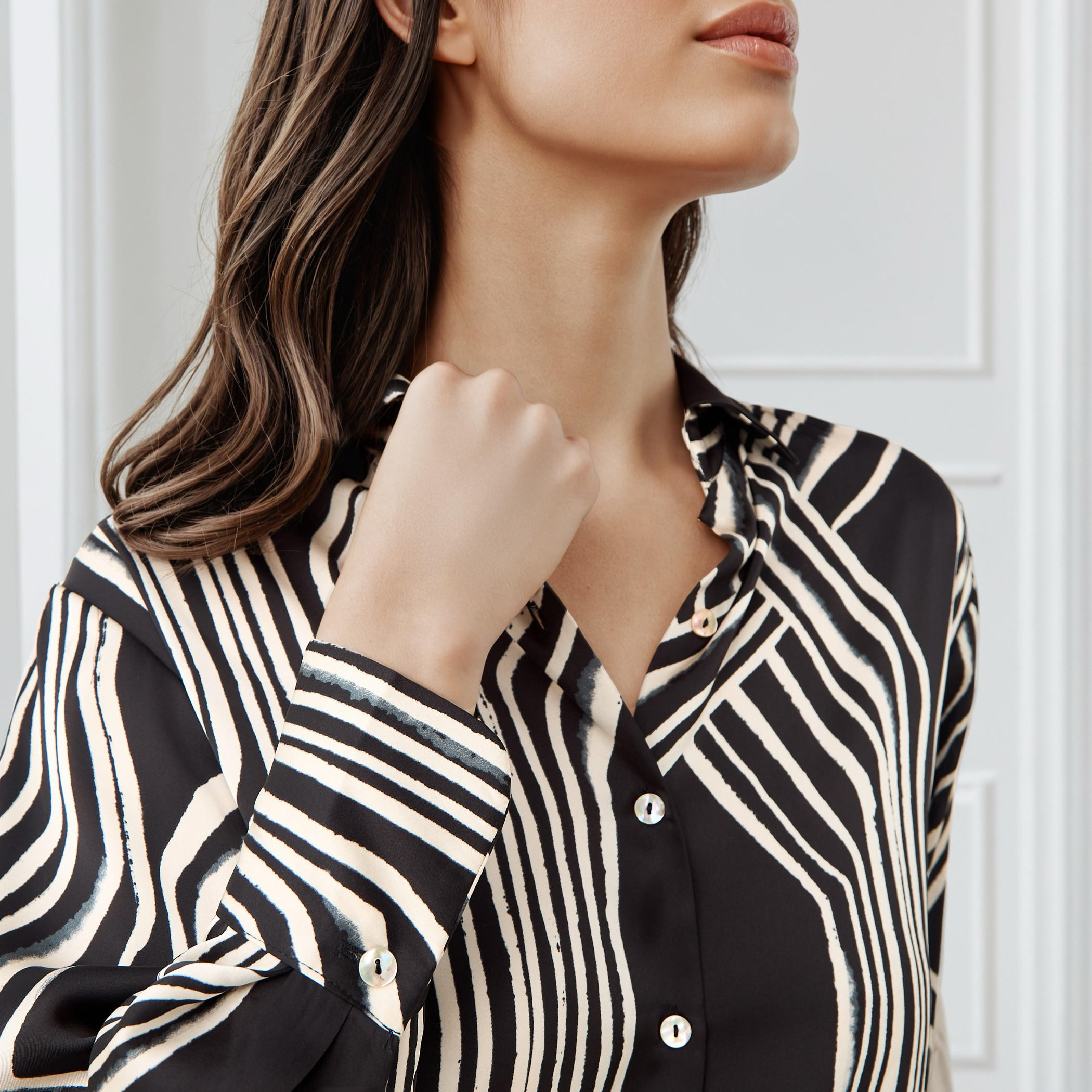 Regular Fit Printed Collared Satin Shirt-women-clothing-shirtsandblouses-shirts-image-5
