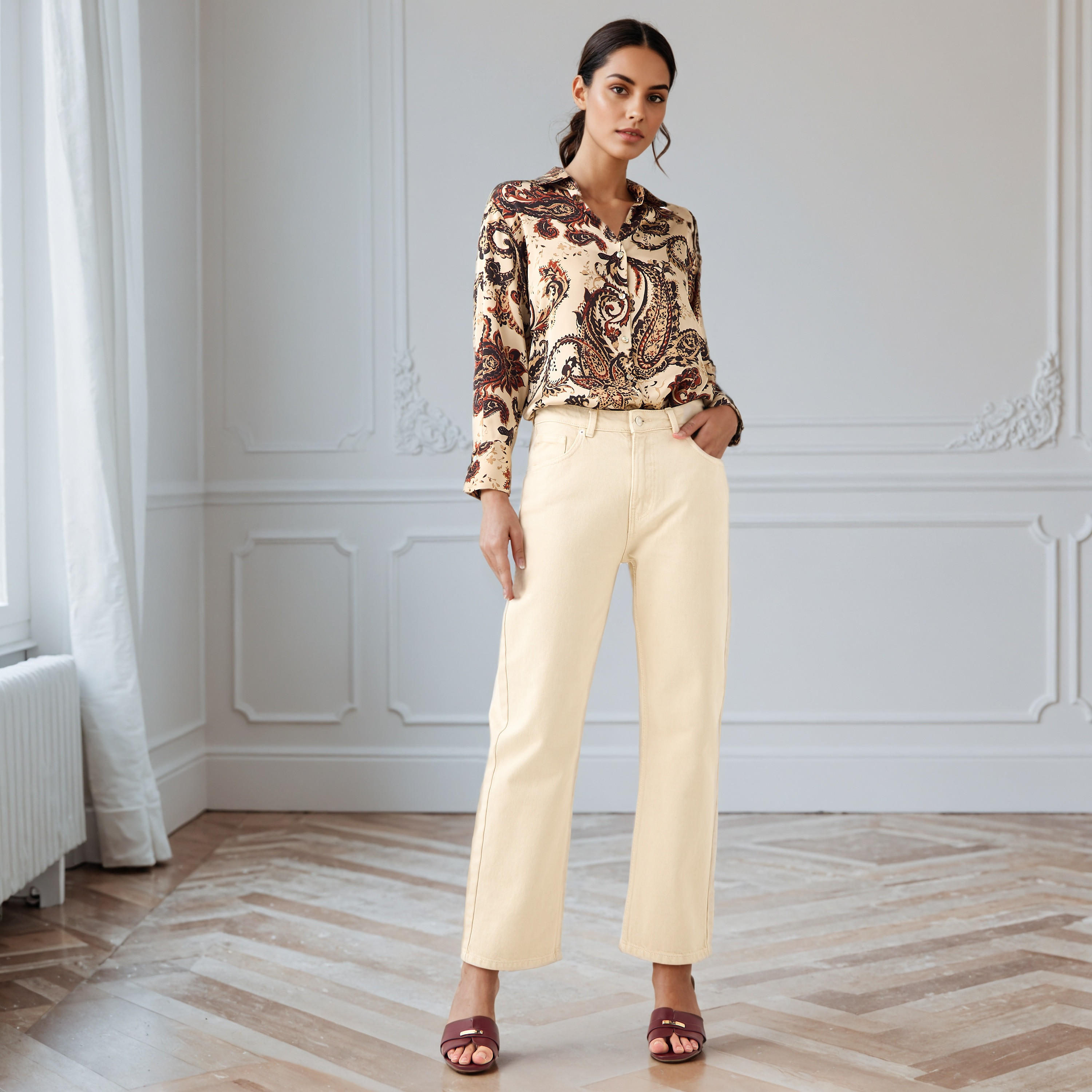 Paisley Print Collared Satin Shirt-women-clothing-shirtsandblouses-shirts-image-2