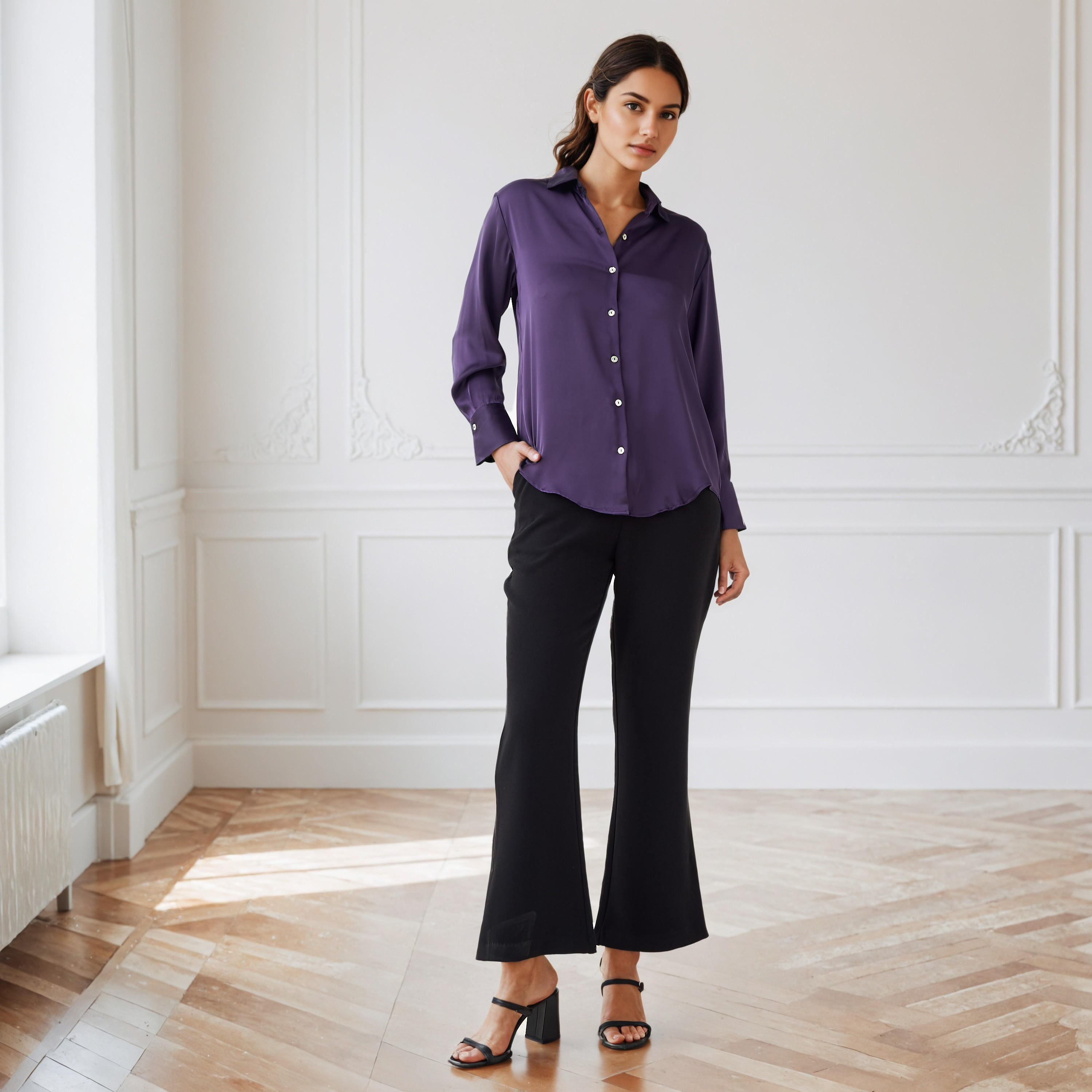 قميص ستان بقصّة عادية وياقة عادية-women-clothing-shirtsandblouses-shirts-image-2