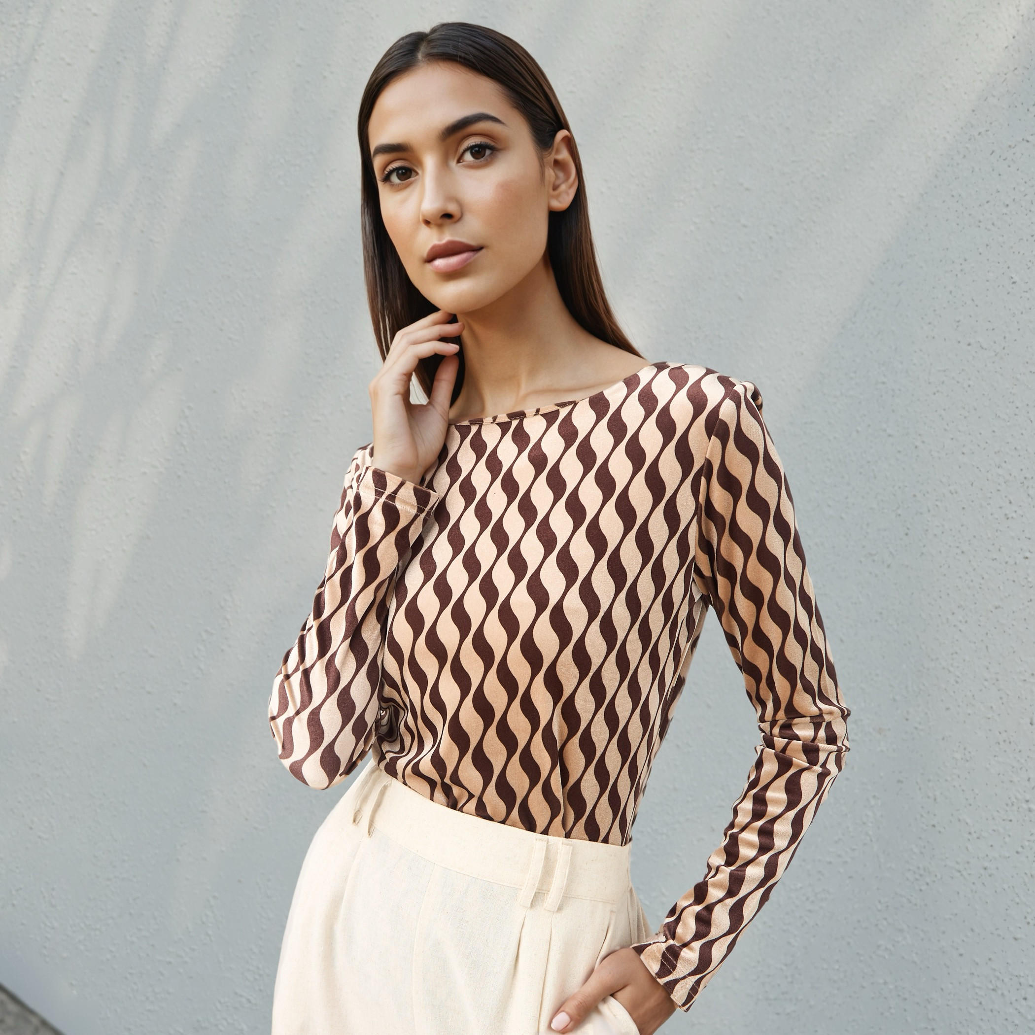 Printed Velvet Top-women-clothing-tshirts-image-1