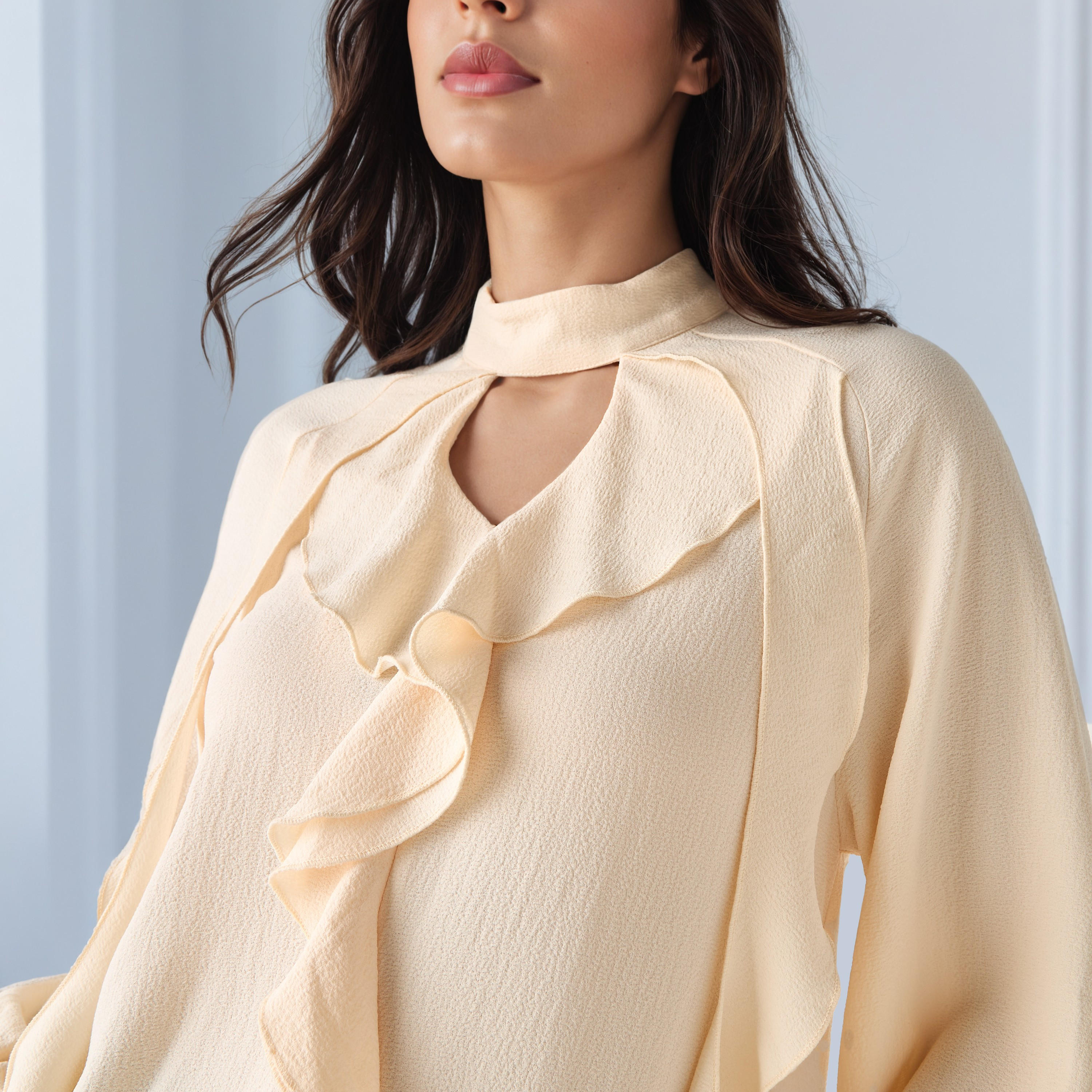 Ruffle Accent Top with Keyhole Neck-women-clothing-shirtsandblouses-blouses-image-6