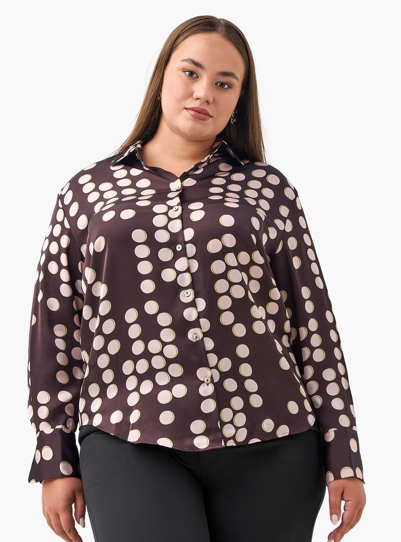 Regular Fit Satin Shirt with Collar-women-clothing-shirtsandblouses-shirts-image-2