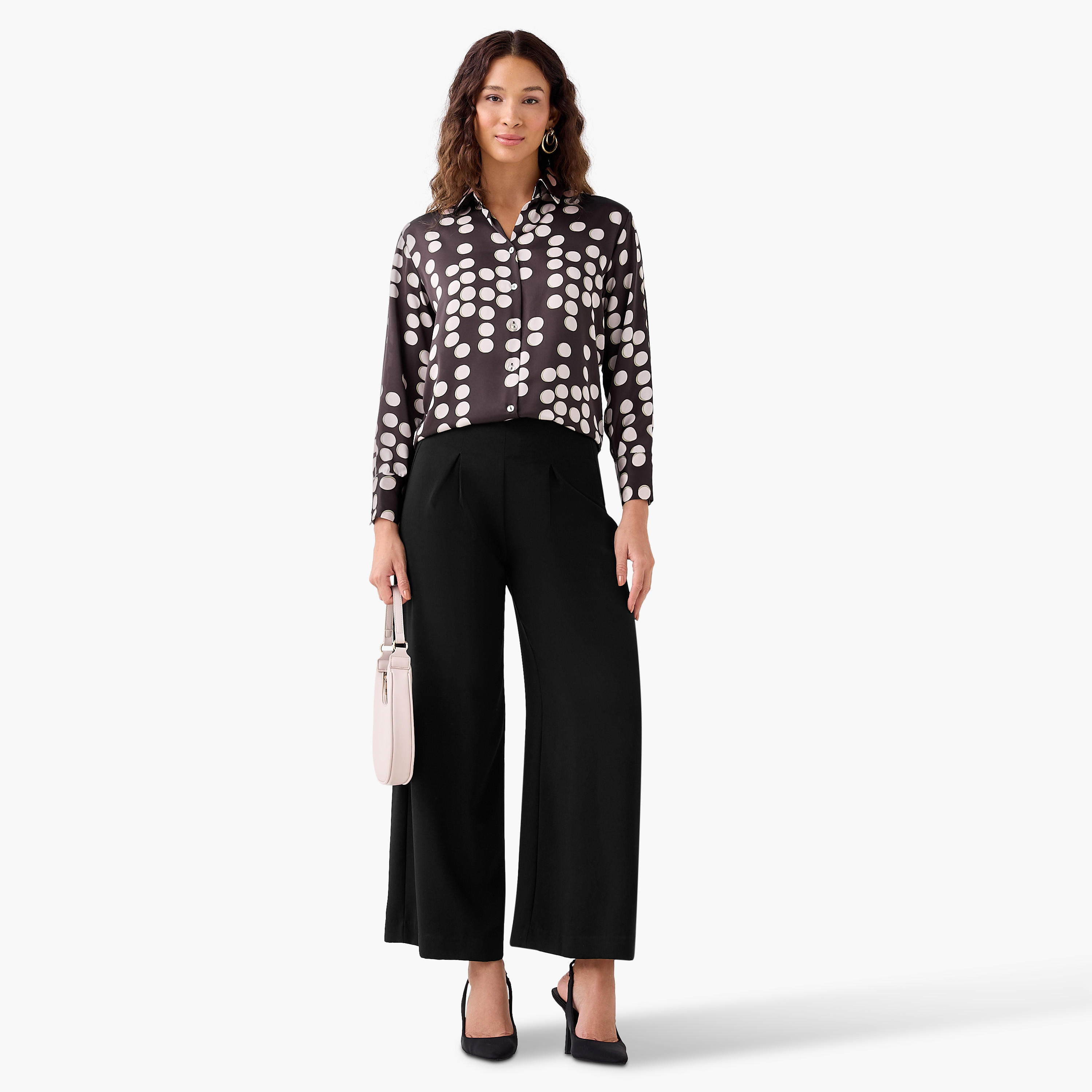 Regular Fit Satin Shirt with Collar-women-clothing-shirtsandblouses-shirts-image-3