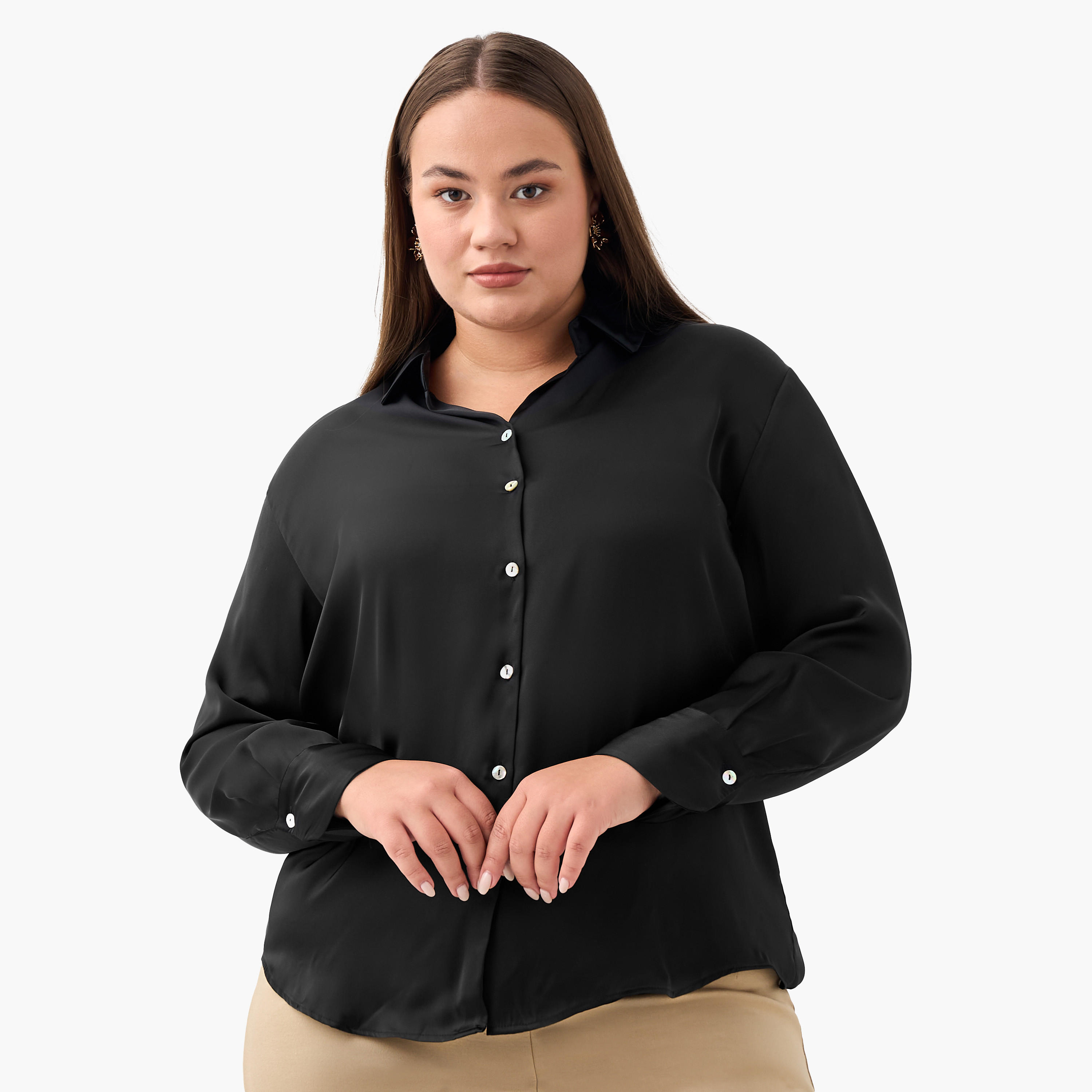 قميص ساتان بقصة عادية وياقة-women-clothing-shirtsandblouses-shirts-image-6