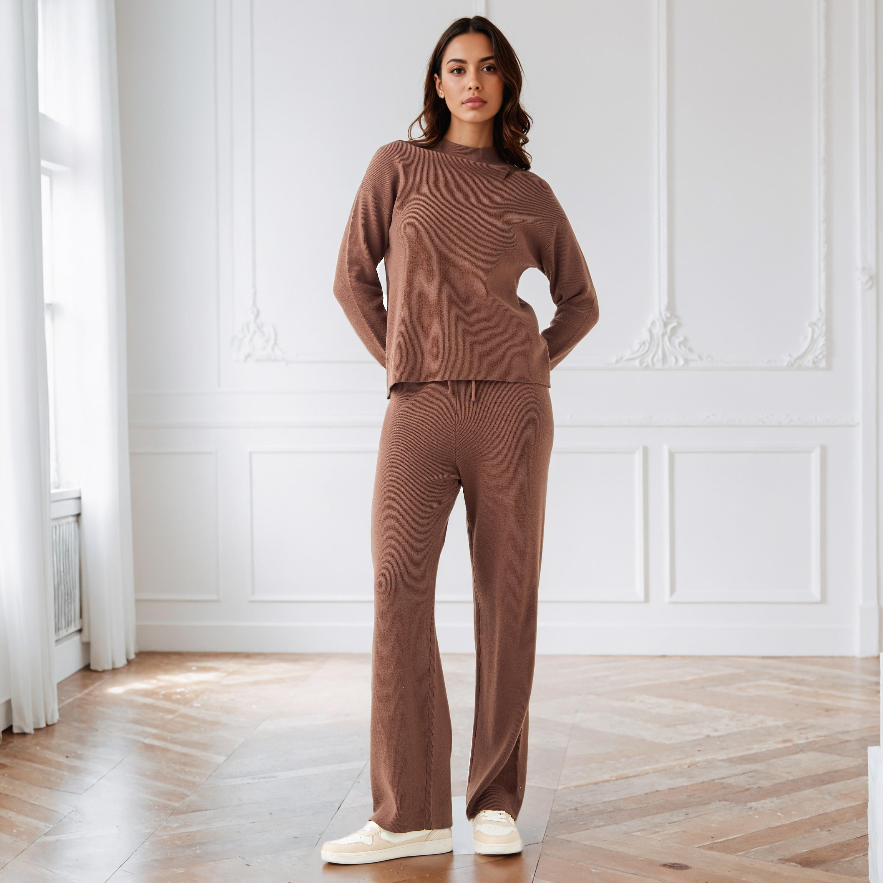 Textured Relaxed Fit Flexi Waist Track Pants-women-clothing-bottoms-joggers-image-2