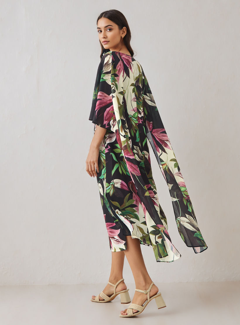 Floral Print Cape Dress-women-clothing-dresses-image-3