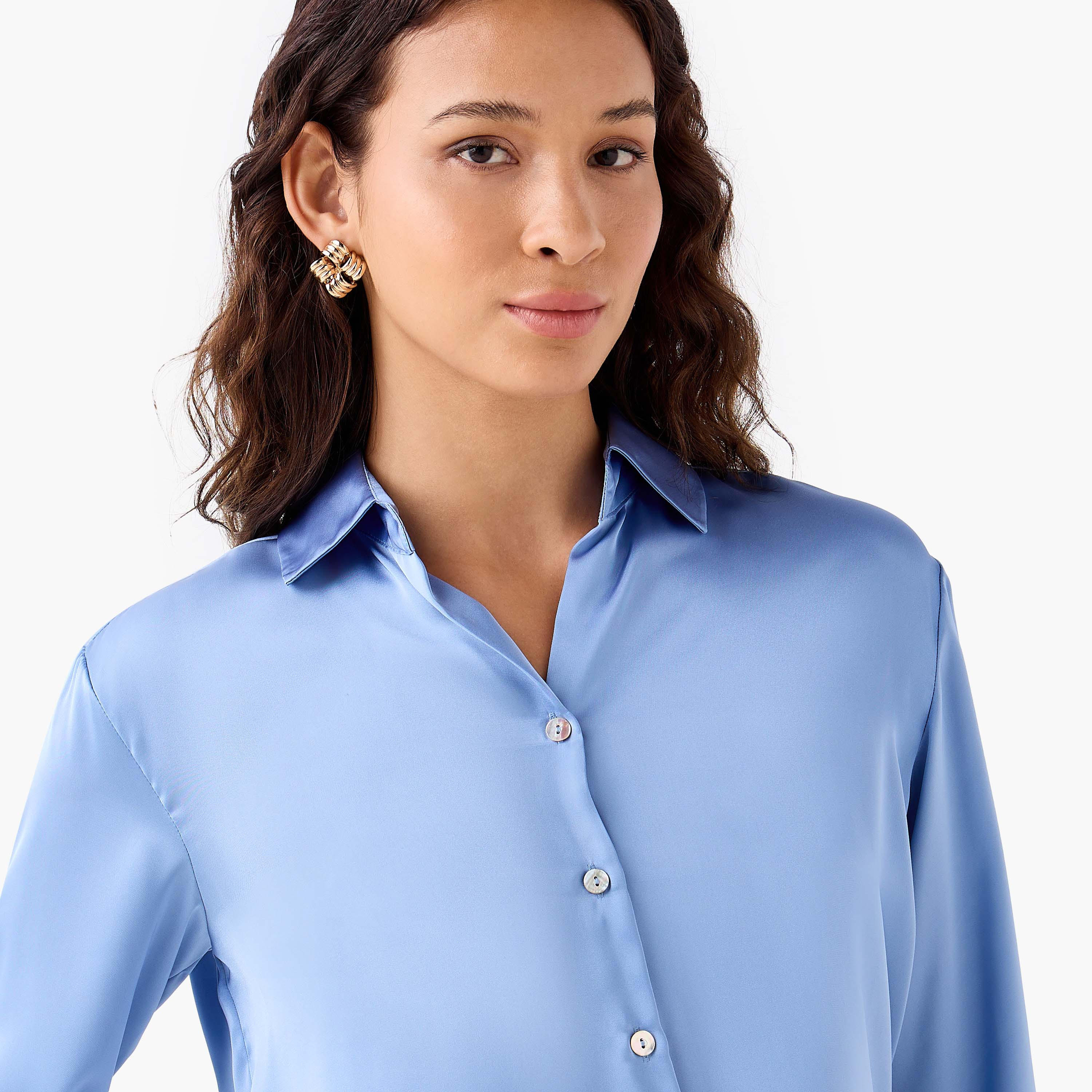 Regular Fit Satin Shirt with Collar-women-clothing-shirtsandblouses-shirts-image-6