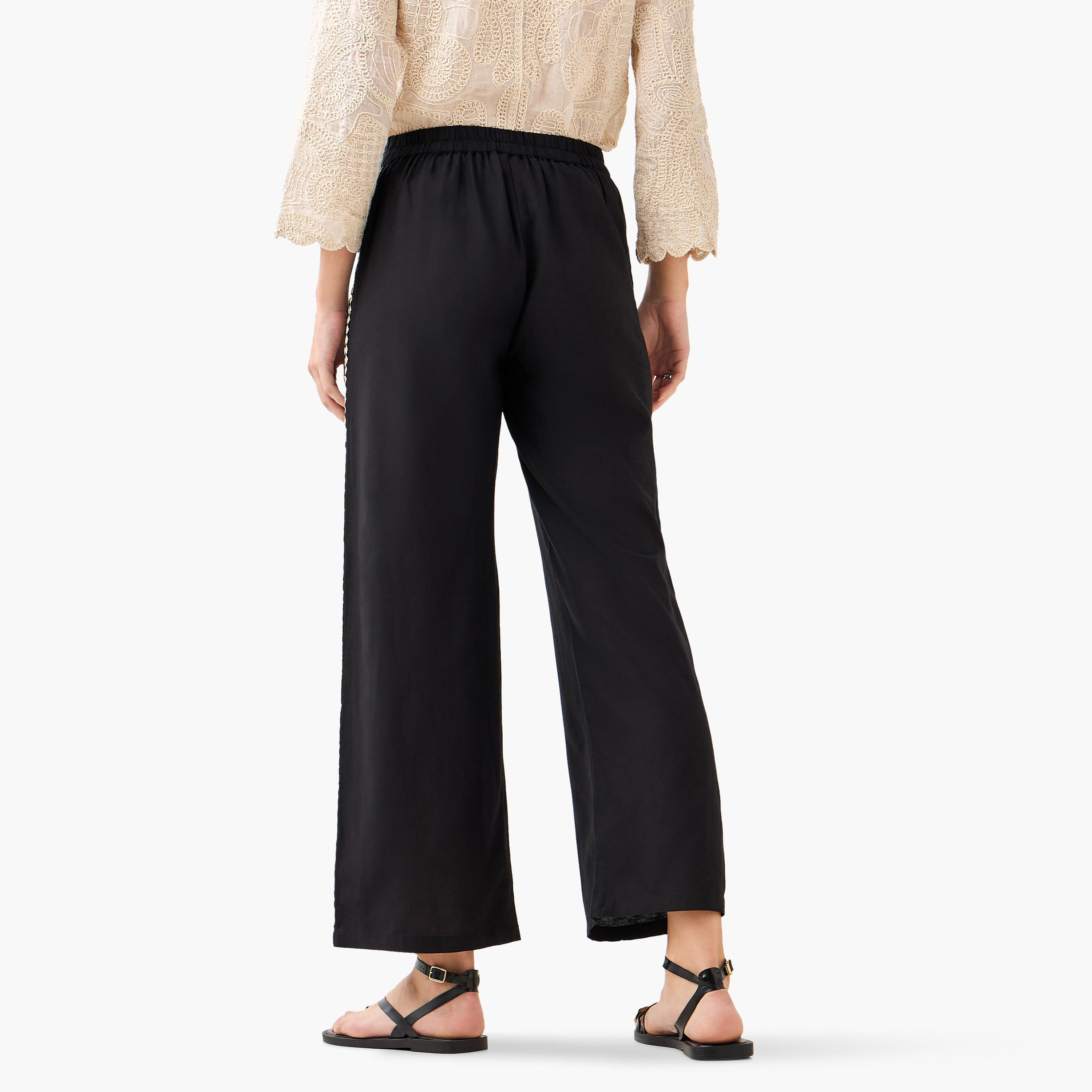 Straight Fit Embroidered Linen Blend Trousers-women-clothing-bottoms-trousers-image-5