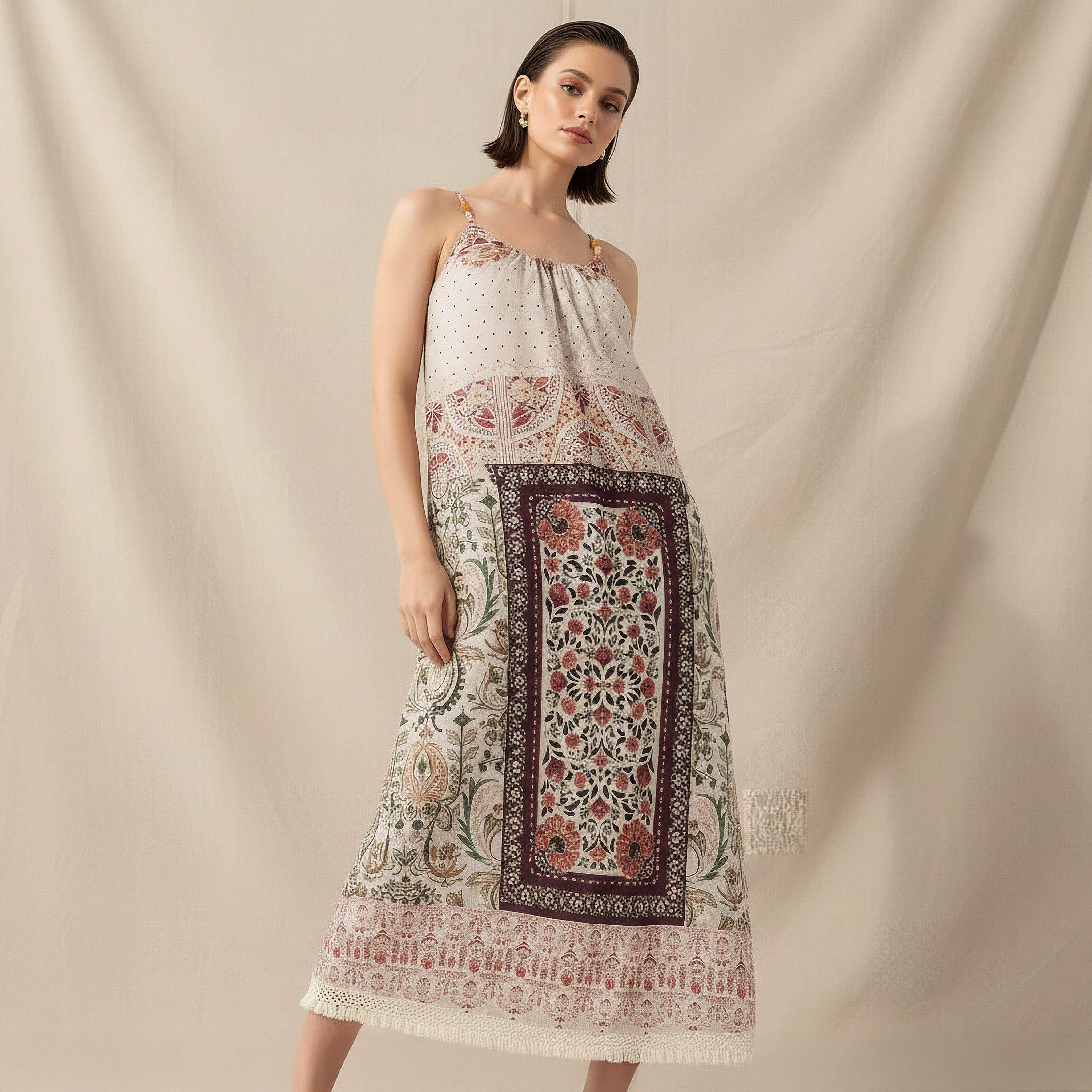 فستان ميدي إيه لاين بحمالات وطبعات-women-clothing-dresses-image-1