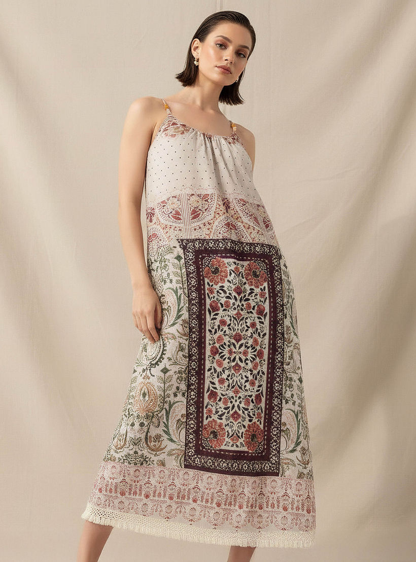 فستان ميدي إيه لاين بحمالات وطبعات-women-clothing-dresses-image-1