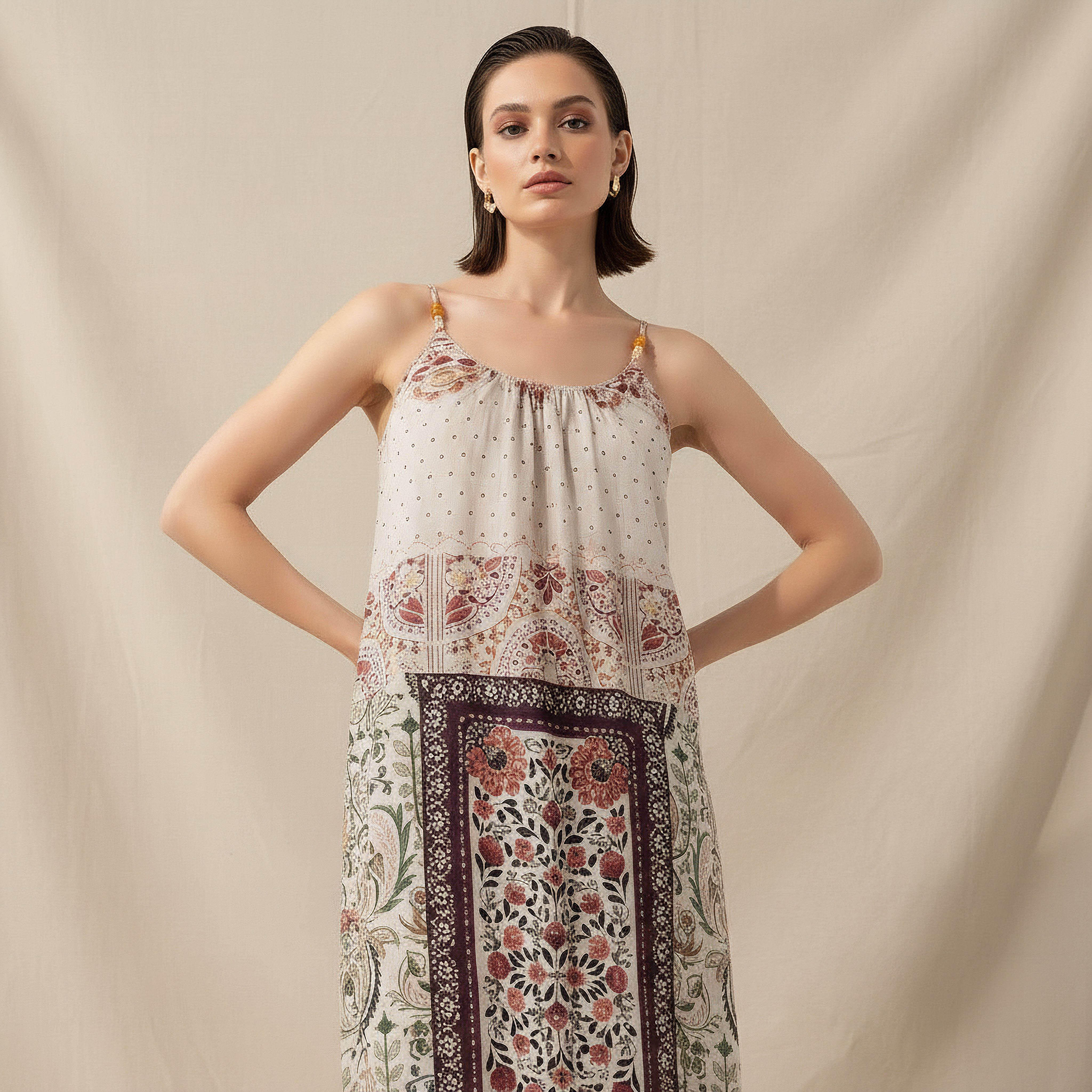 فستان ميدي إيه لاين بحمالات وطبعات-women-clothing-dresses-image-2