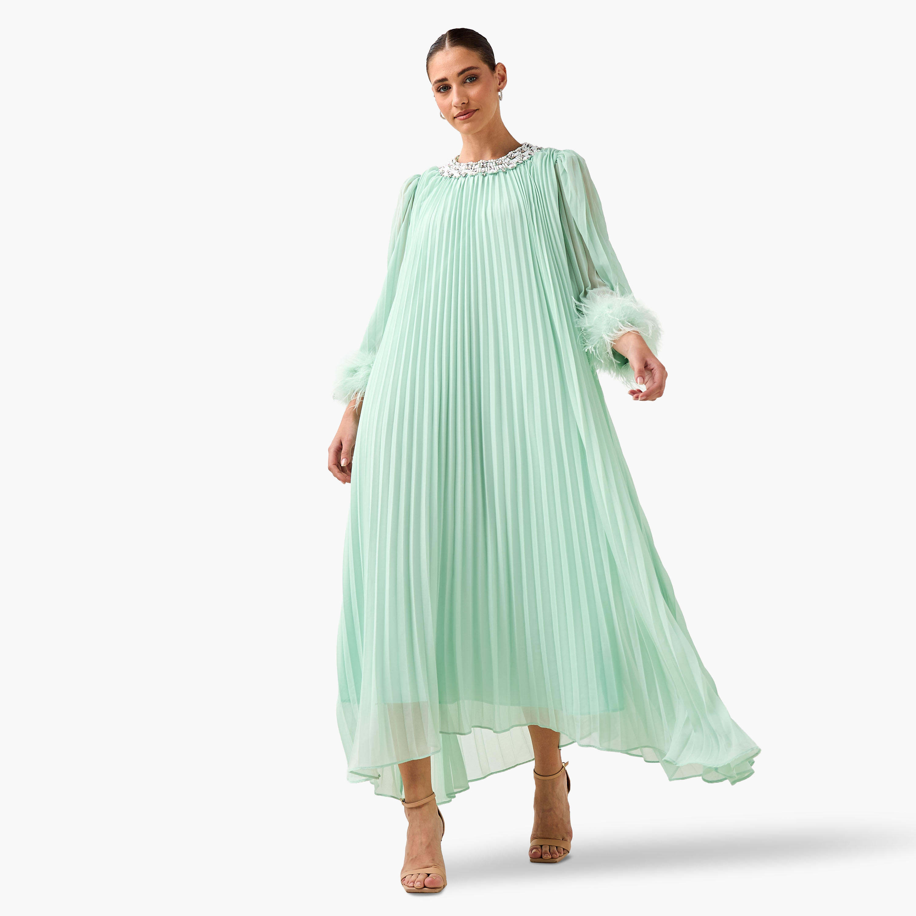 فستان مزين بزخارف فرو قطن للنساء-women-clothing-dresses-image-5