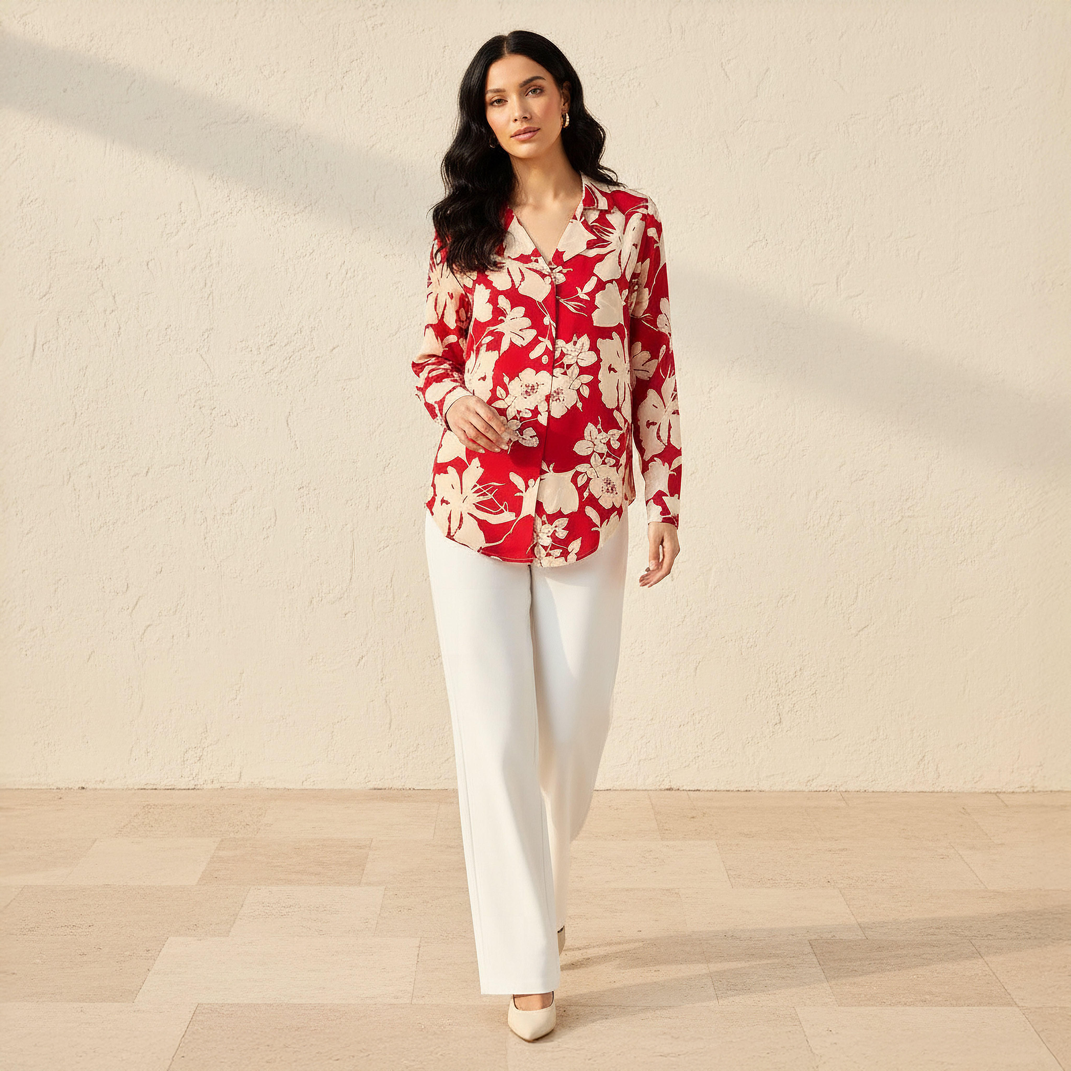 قميص بطبعات زهرية وياقة مطويّة-women-clothing-shirtsandblouses-shirts-image-2
