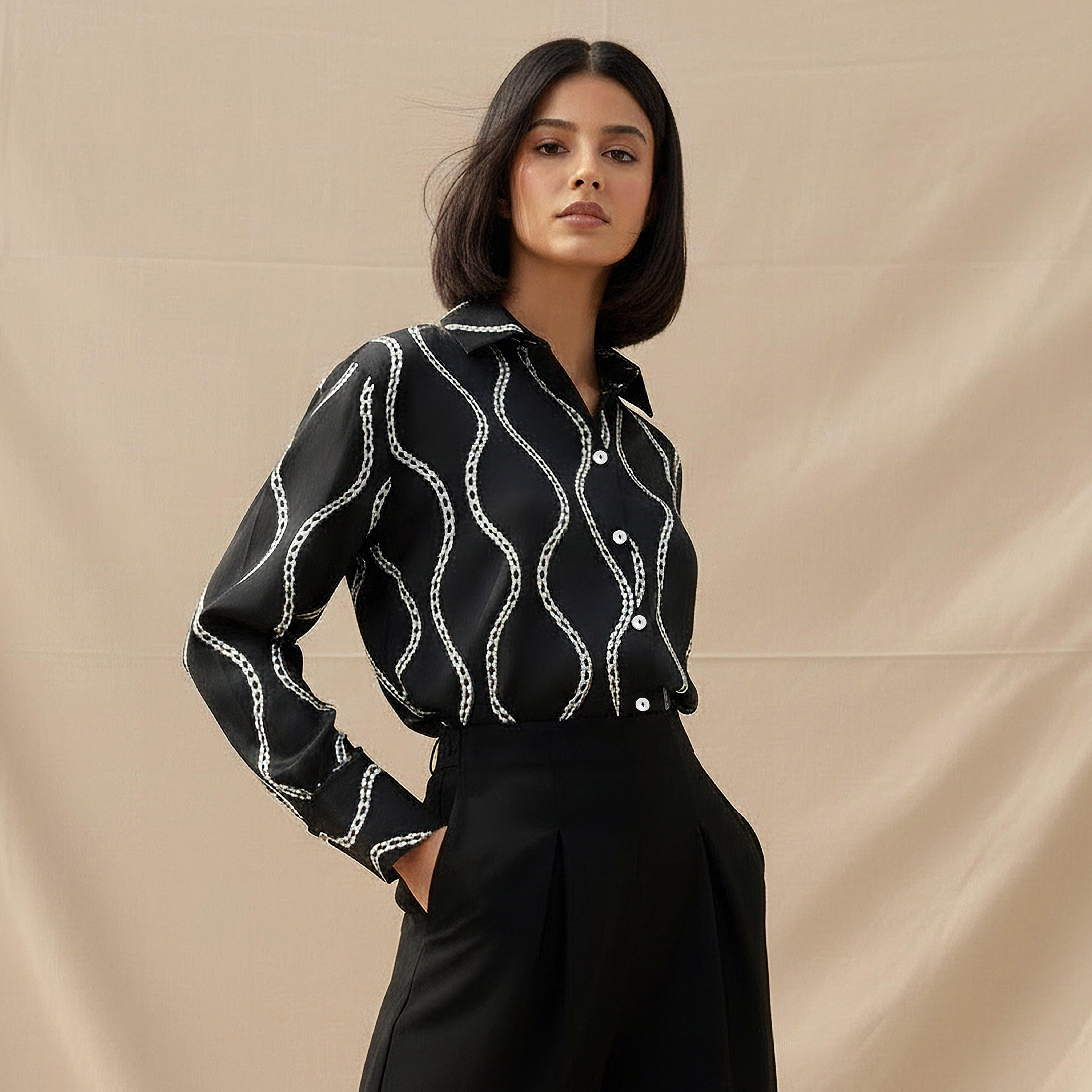 Printed Long Sleeves Shirt with Button Closure-women-clothing-shirtsandblouses-shirts-image-1