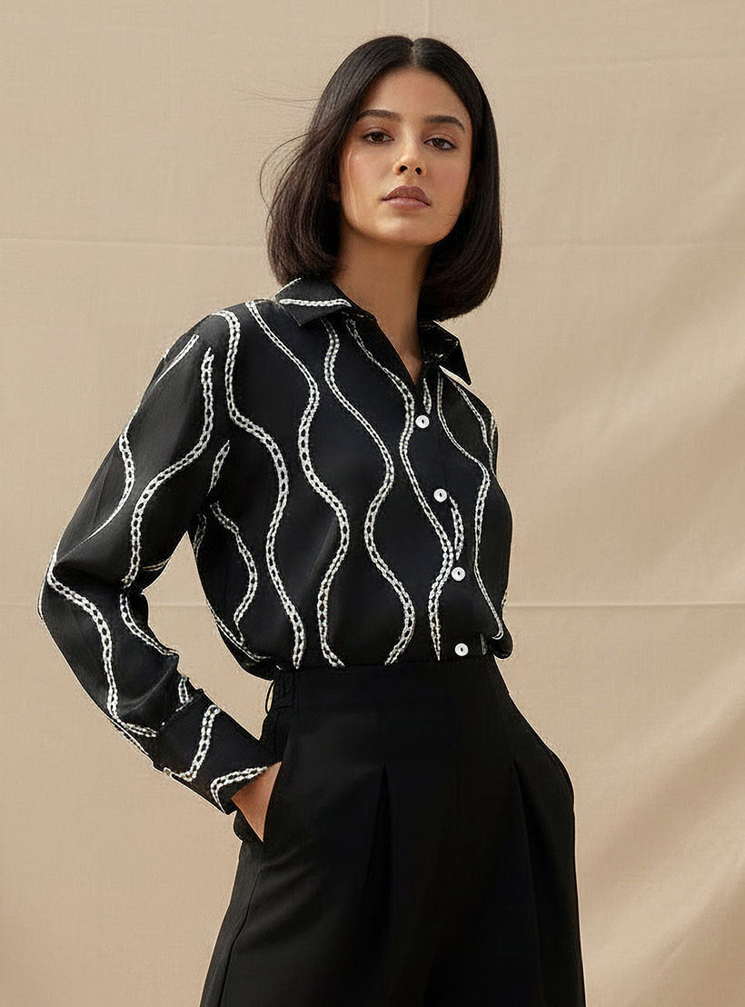 Printed Long Sleeves Shirt with Button Closure-women-clothing-shirtsandblouses-shirts-image-1