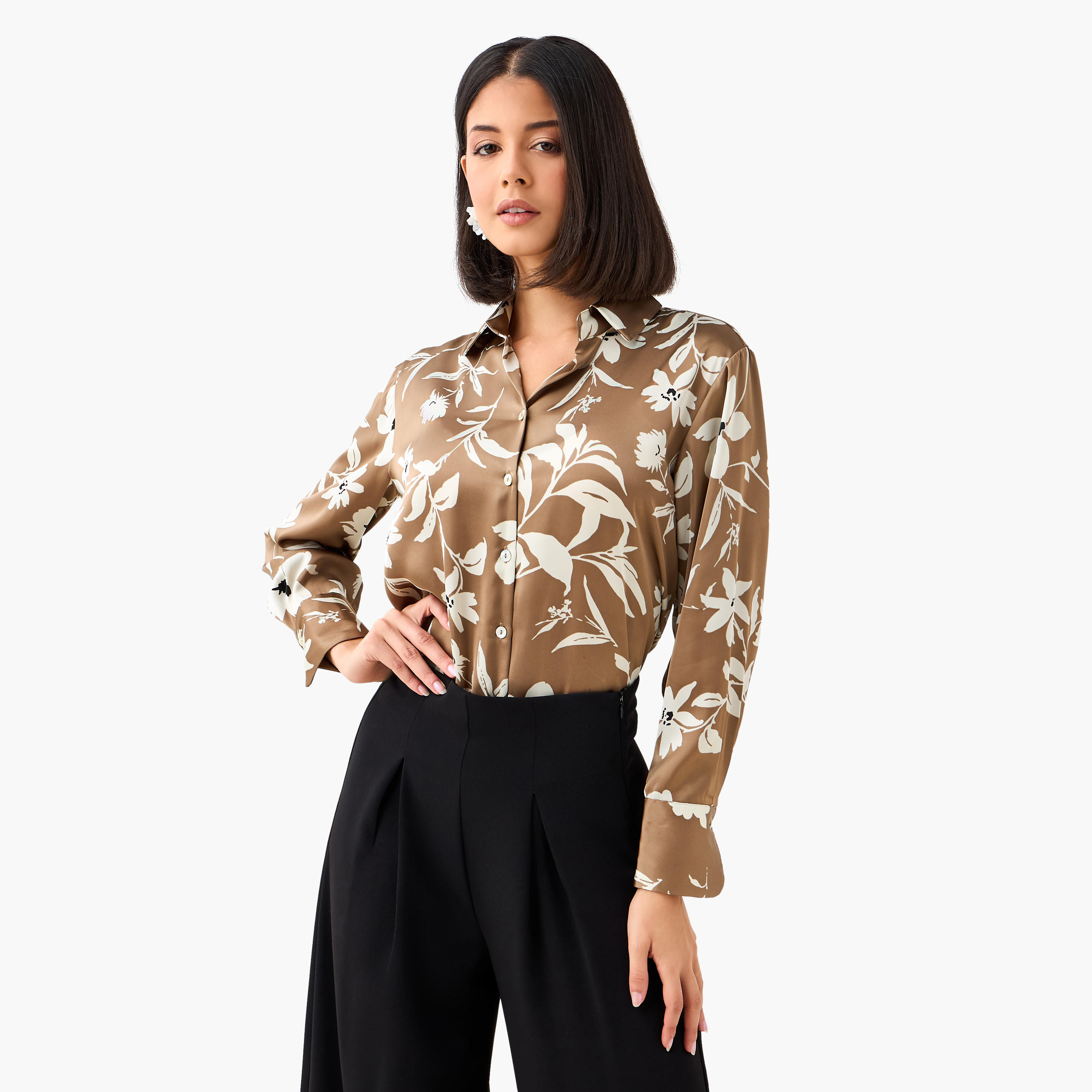Floral Print Regular Fit Shirt with Collar-women-clothing-shirtsandblouses-shirts-image-3
