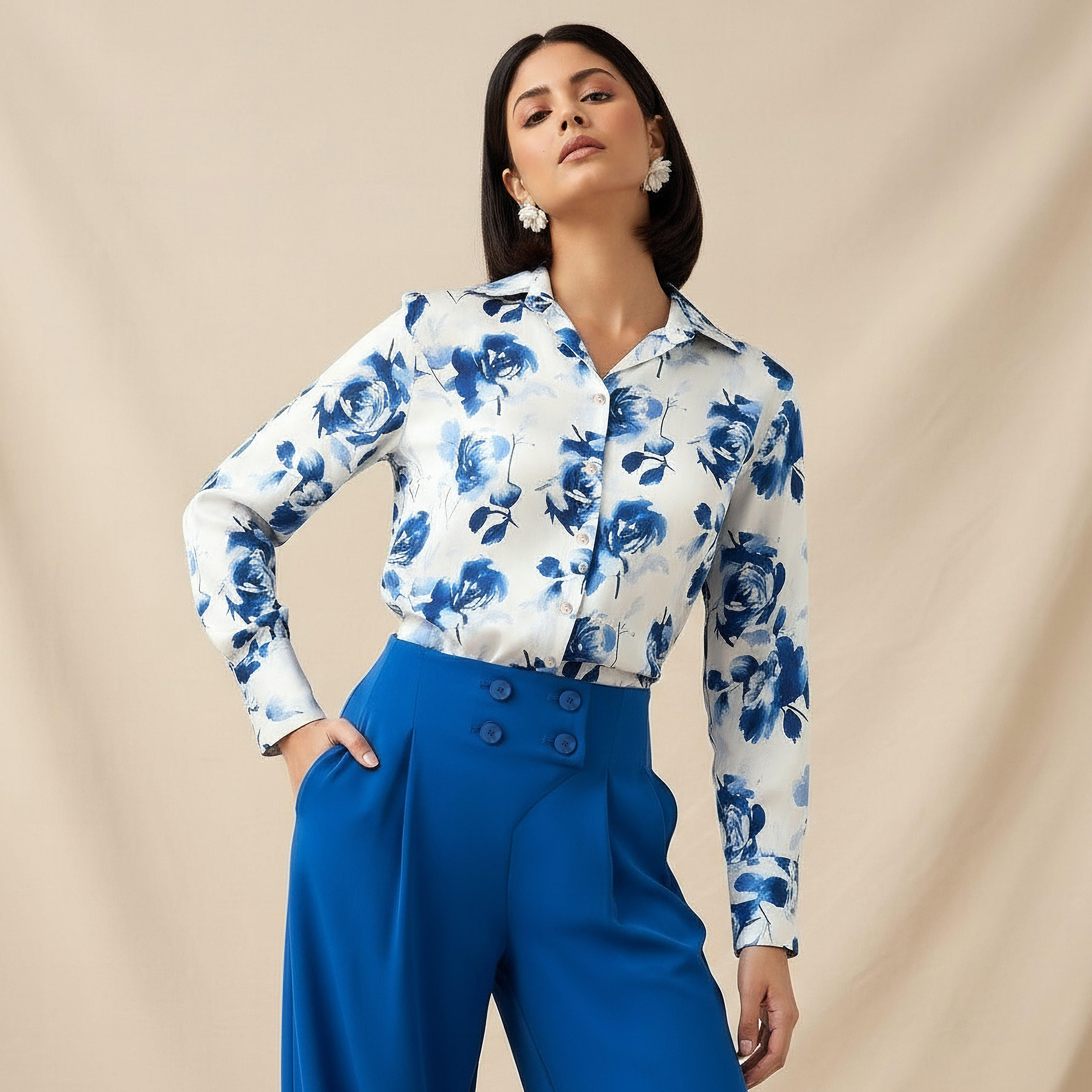 Floral Print Regular Fit Shirt with Collar-women-clothing-shirtsandblouses-shirts-image-1