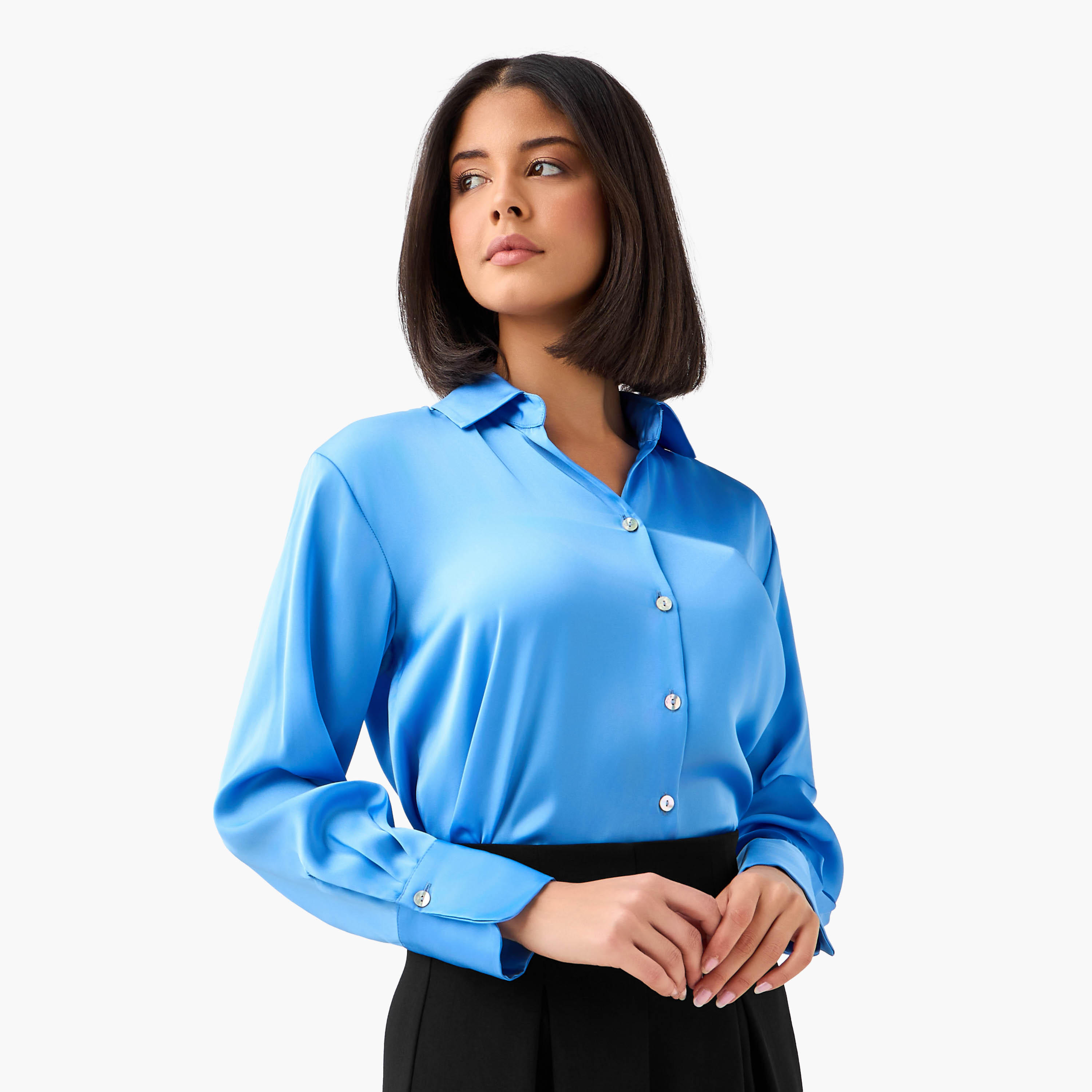 قميص بياقة وأكمام طويلة وأزرار إغلاق-women-clothing-shirtsandblouses-shirts-image-2