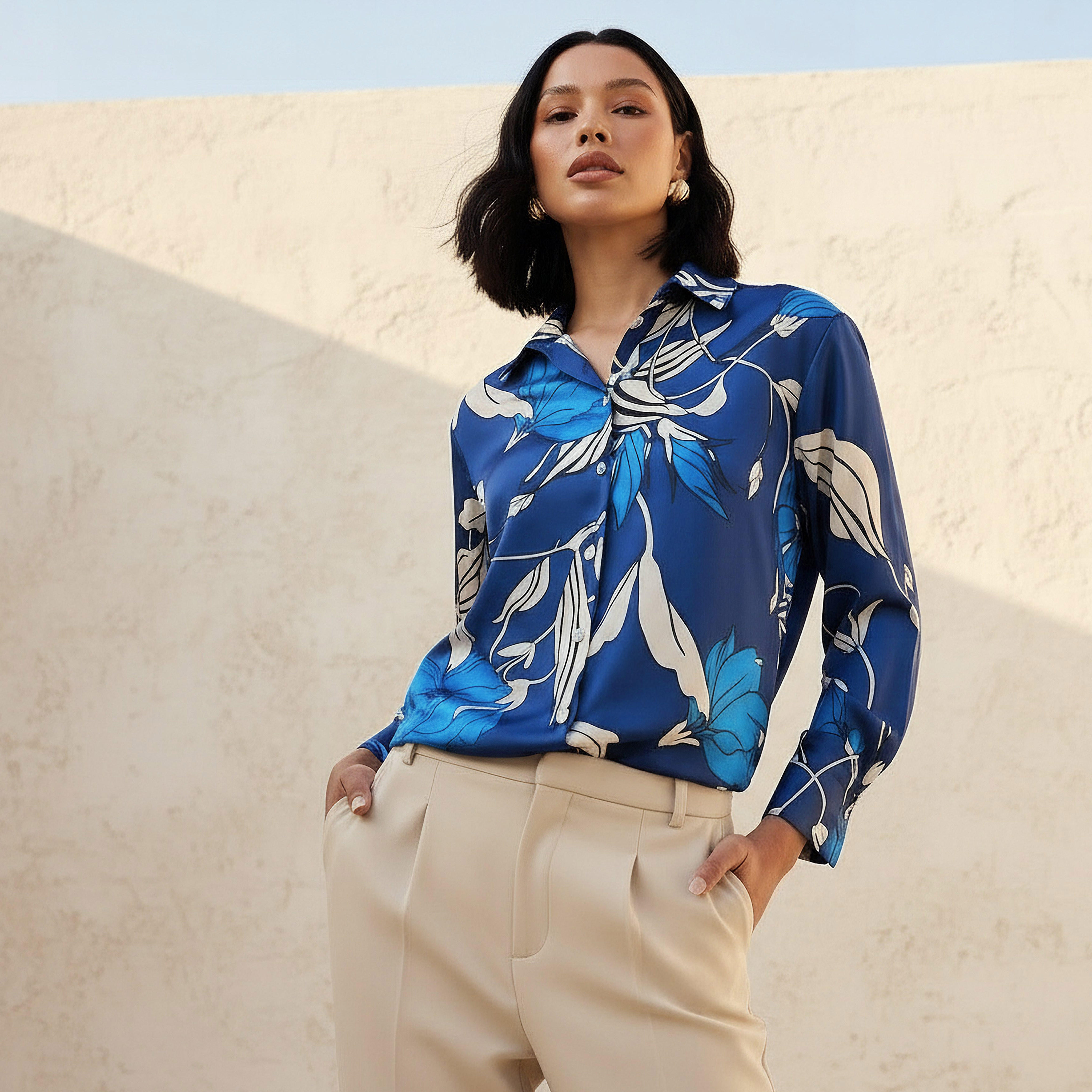 قميص بوليستر بقصة عادية وأكمام طويلة-women-clothing-shirtsandblouses-shirts-image-8