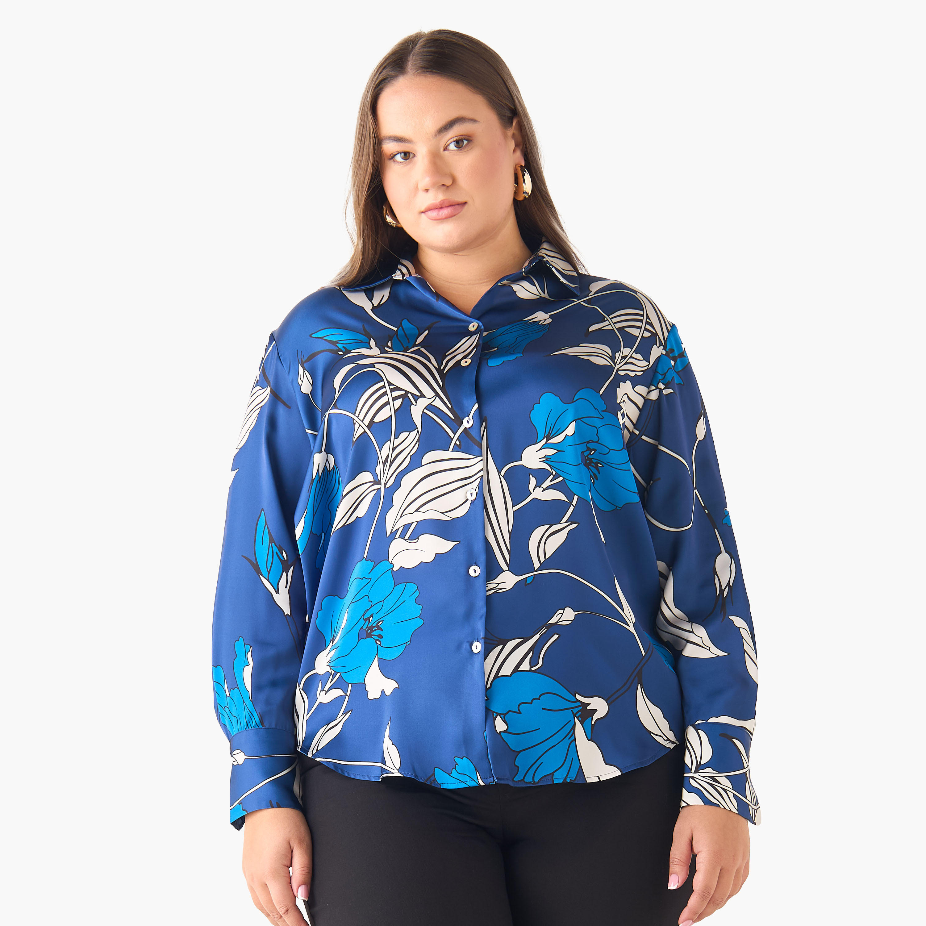 قميص بوليستر بقصة عادية وأكمام طويلة-women-clothing-shirtsandblouses-shirts-image-7