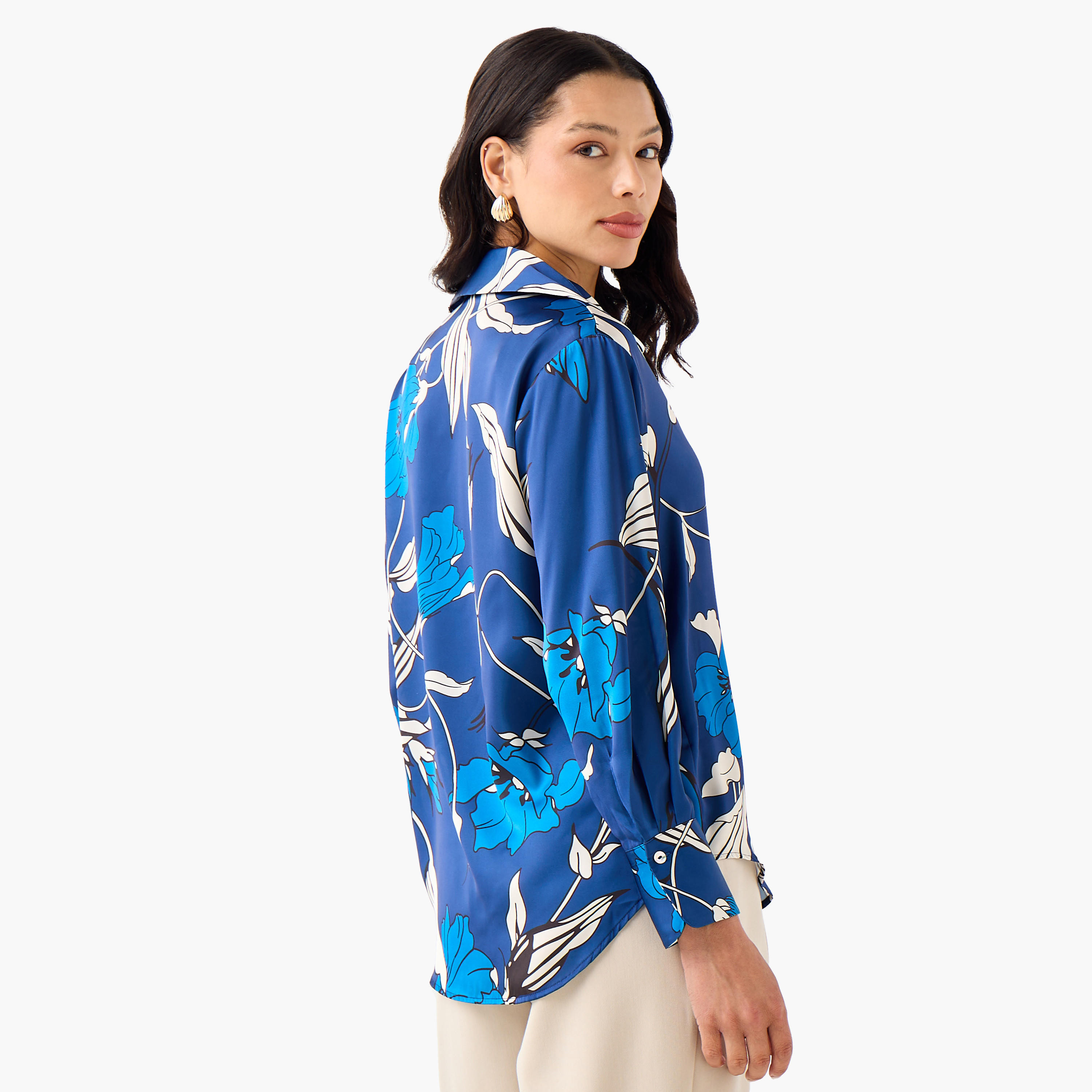 قميص بوليستر بقصة عادية وأكمام طويلة-women-clothing-shirtsandblouses-shirts-image-4