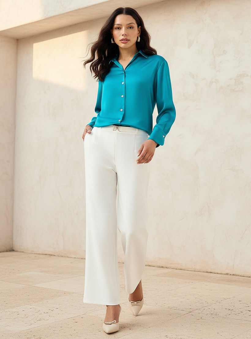 قميص بوليستر بقصة عادية وأكمام طويلة-women-clothing-shirtsandblouses-shirts-image-3