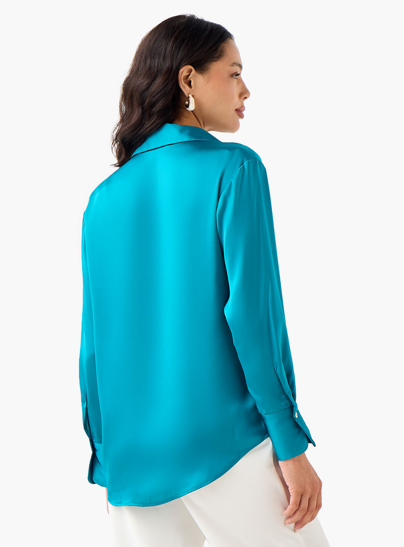 قميص بوليستر بقصة عادية وأكمام طويلة-women-clothing-shirtsandblouses-shirts-image-6