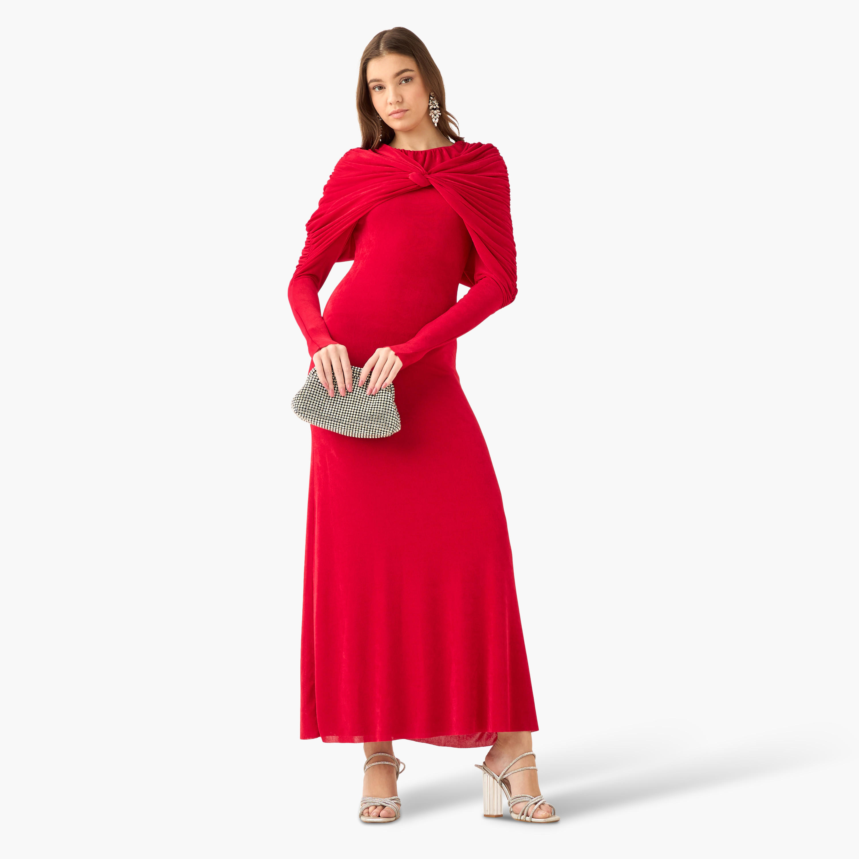 A-Line Maxi Dress with Knot Accent-women-clothing-dresses-image-4