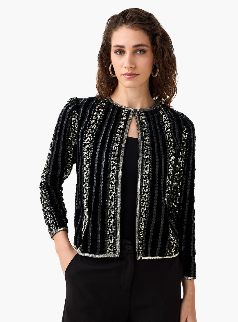 جاكيت مفتوح من الأمام بتزيينات ترتر-women-winterwear-coatsandjackets-jackets-image-4