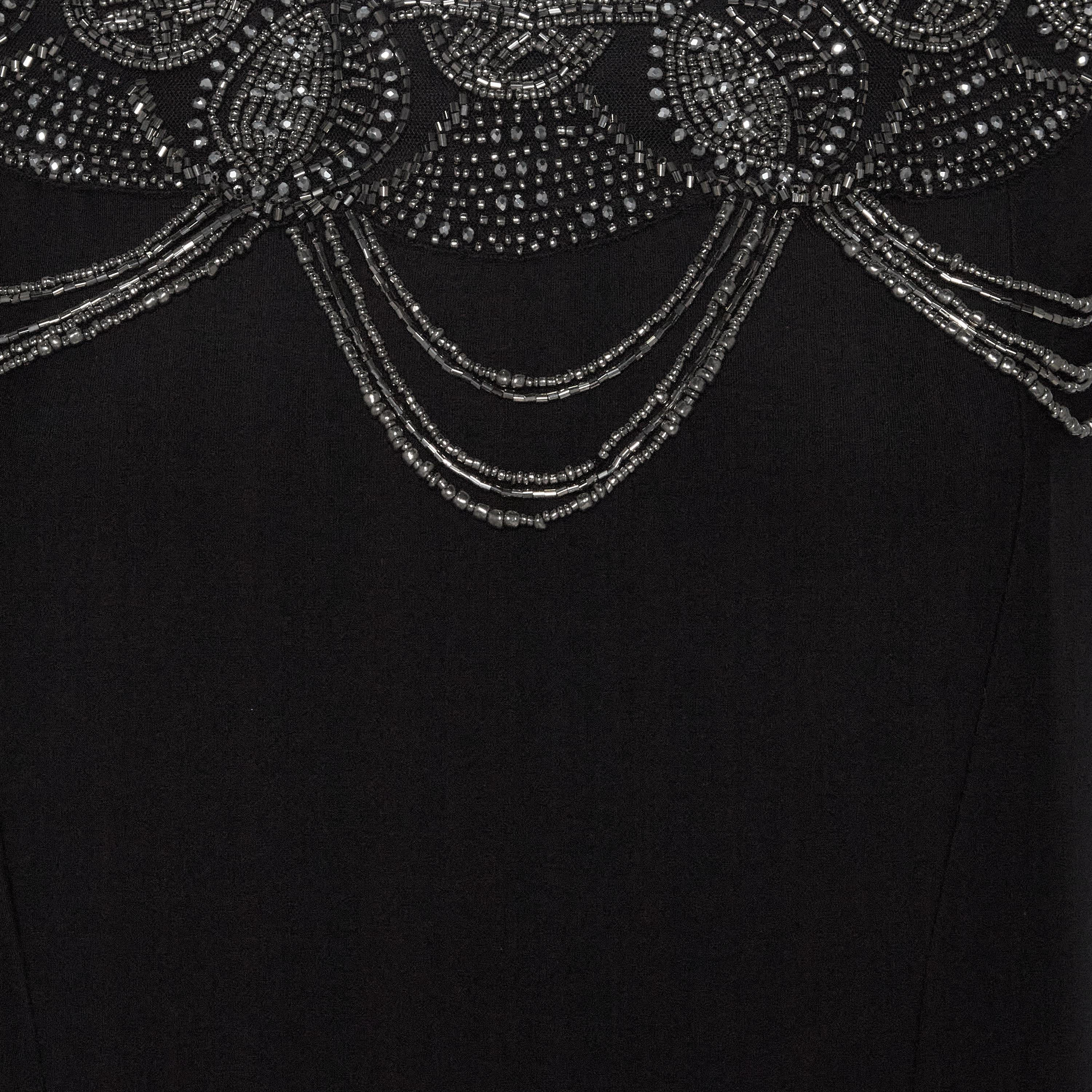 فستان سهرة ماكسي مزين بالخرز وتصميم ياقة منسدلة على شكل عقد-women-clothing-dresses-image-2