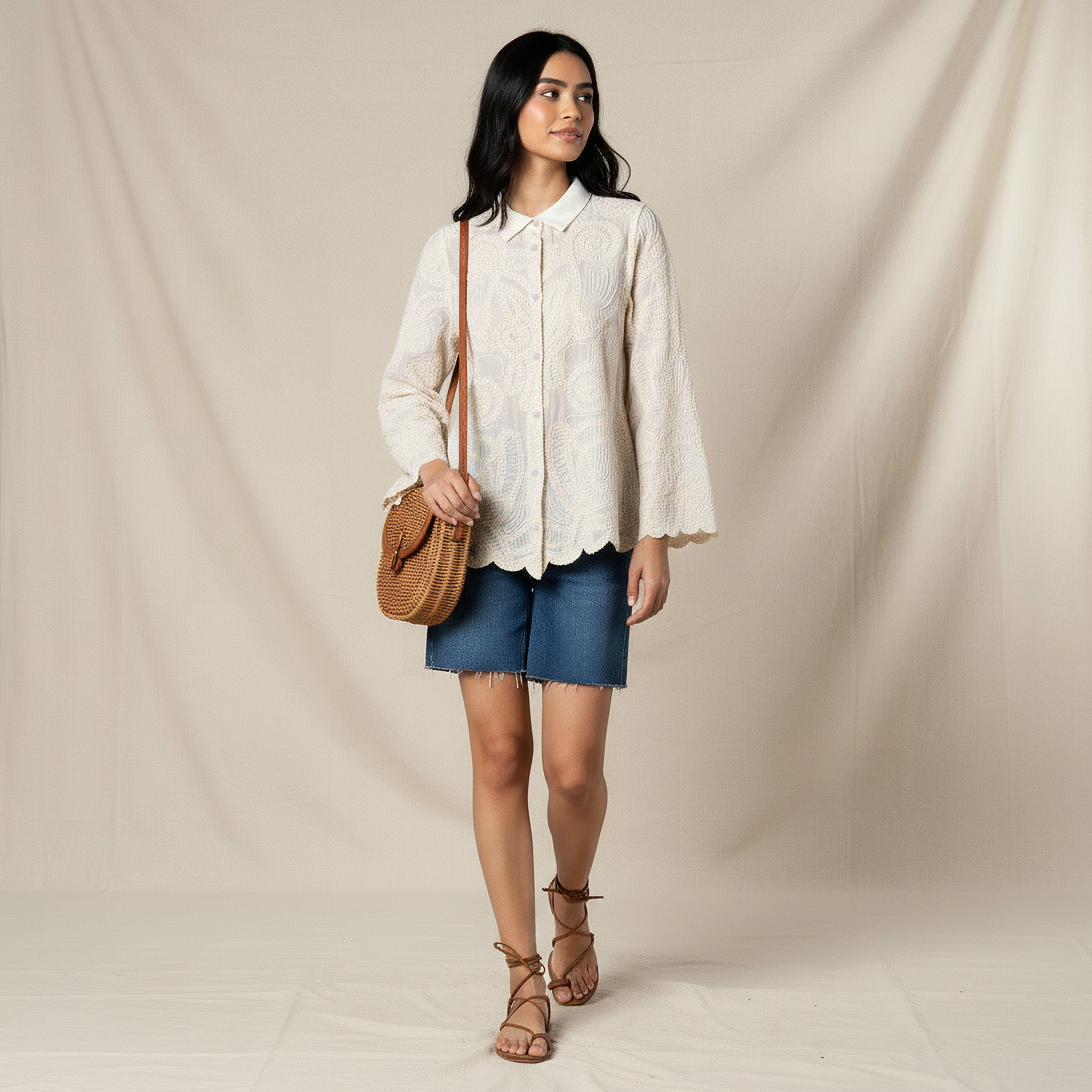 Crochet Shirt with Scalloped Hem-women-clothing-shirtsandblouses-shirts-image-4