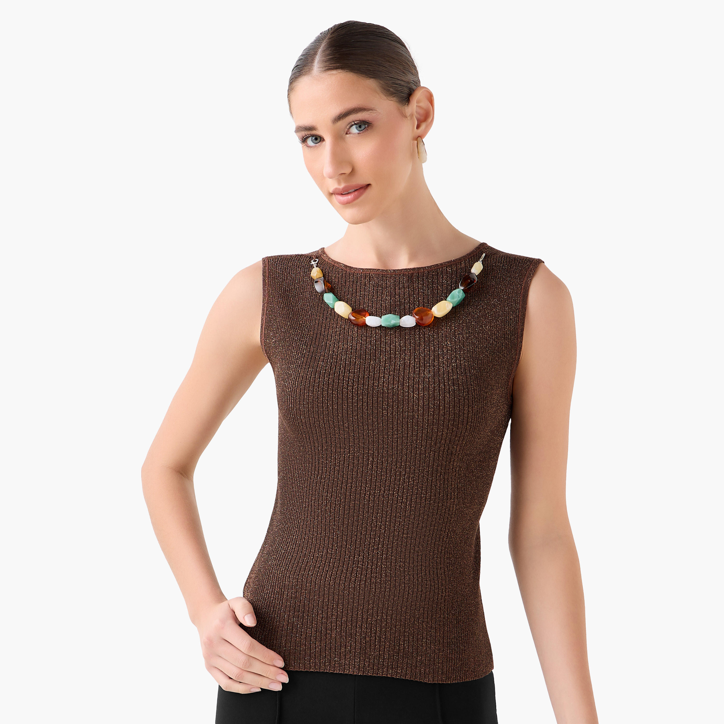 Regular Fit Tank Top with Embellishment-women-clothing-tshirts-image-4
