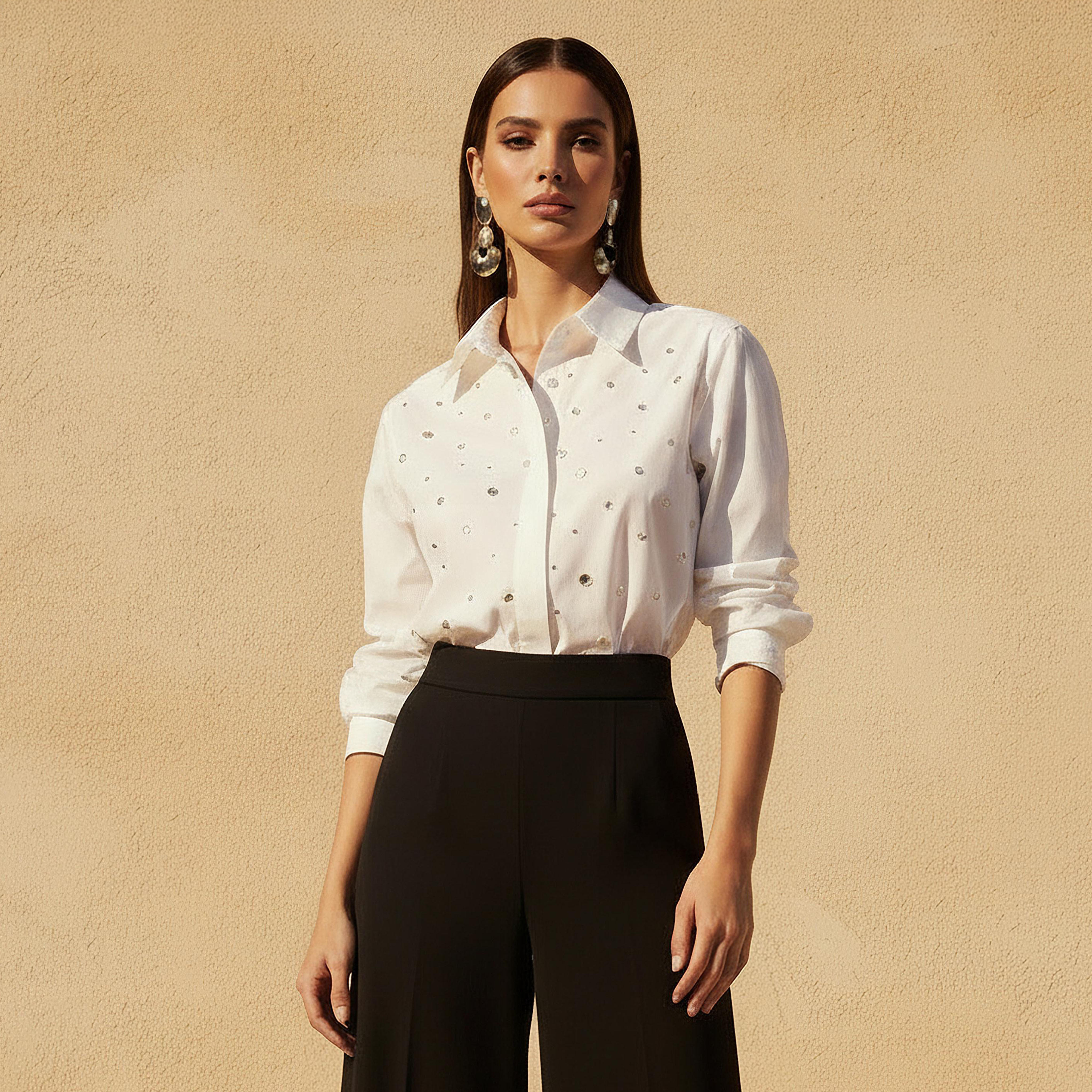 Relaxed Fit Cotton Shirt with Embellishments-women-clothing-shirtsandblouses-shirts-image-1