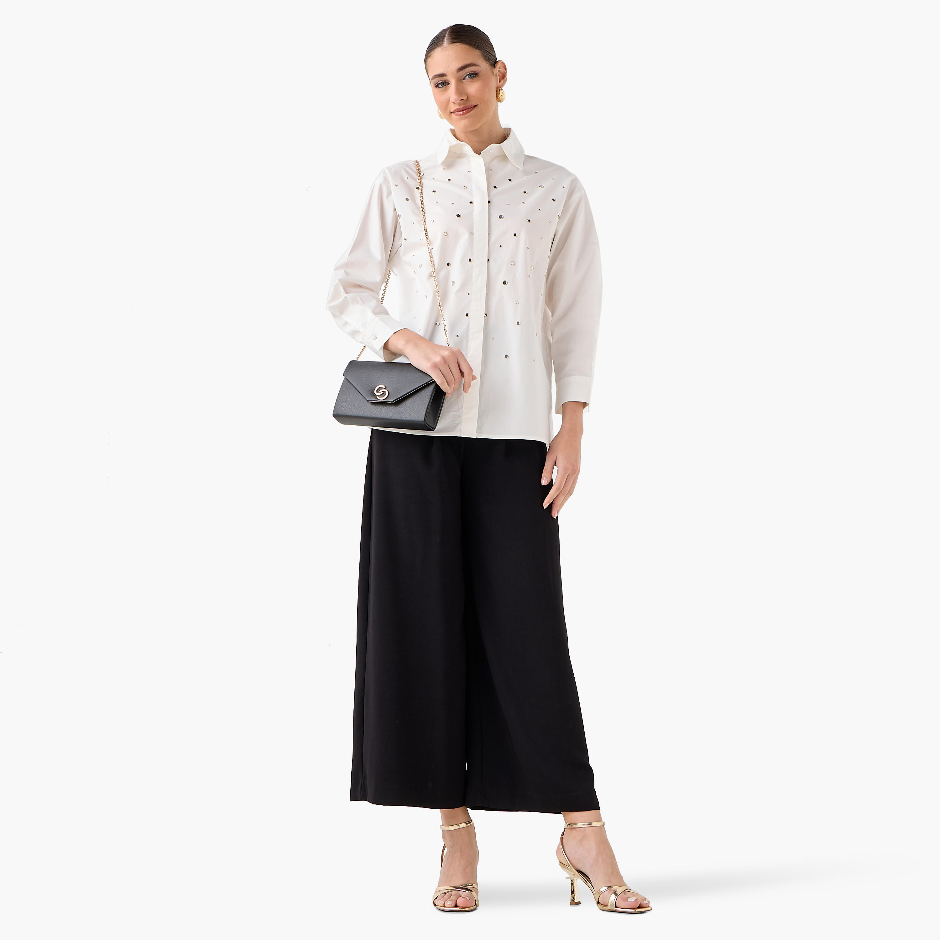 Relaxed Fit Cotton Shirt with Embellishments-women-clothing-shirtsandblouses-shirts-image-5