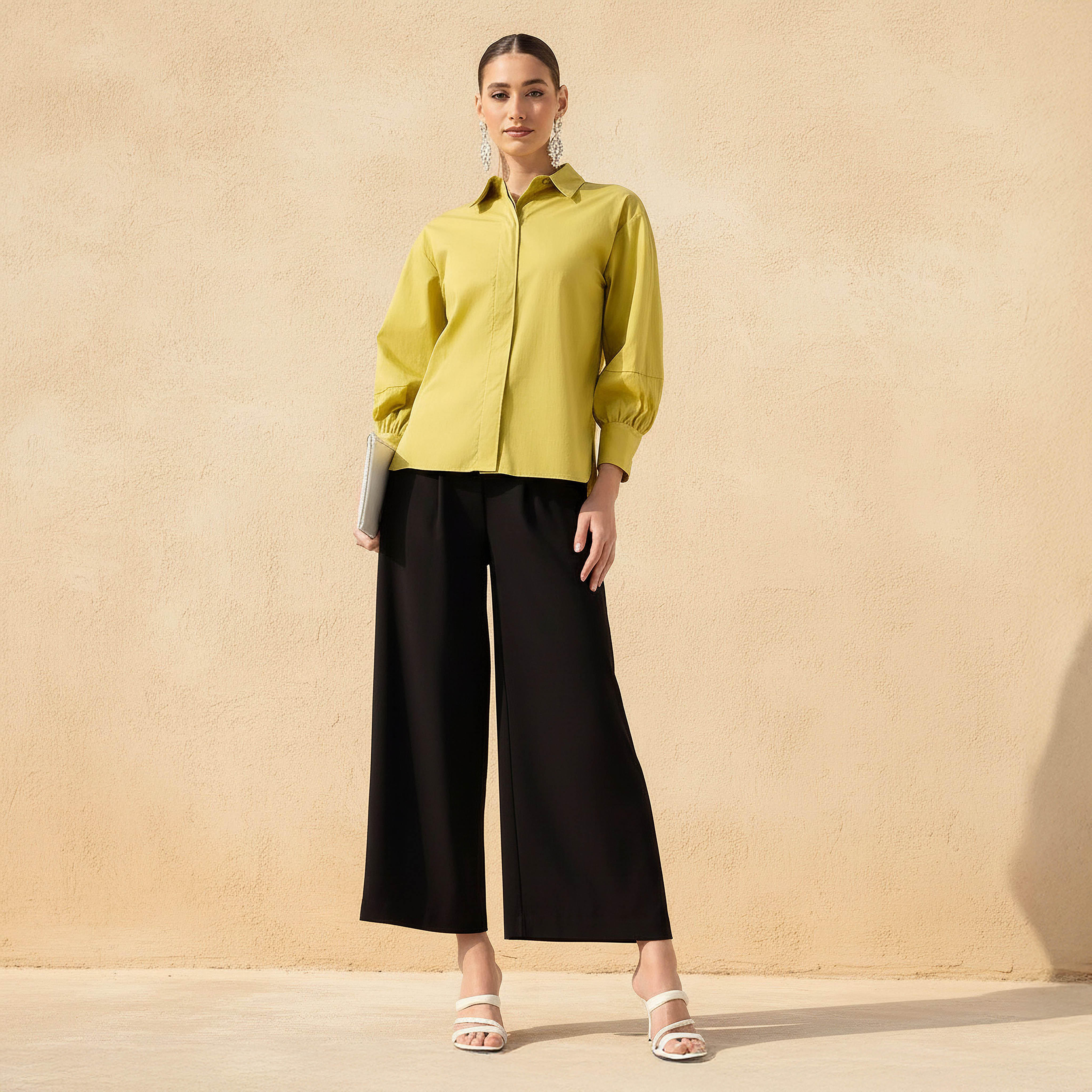قميص بقصة مريحة وأزرار مخفية-women-clothing-shirtsandblouses-shirts-image-3