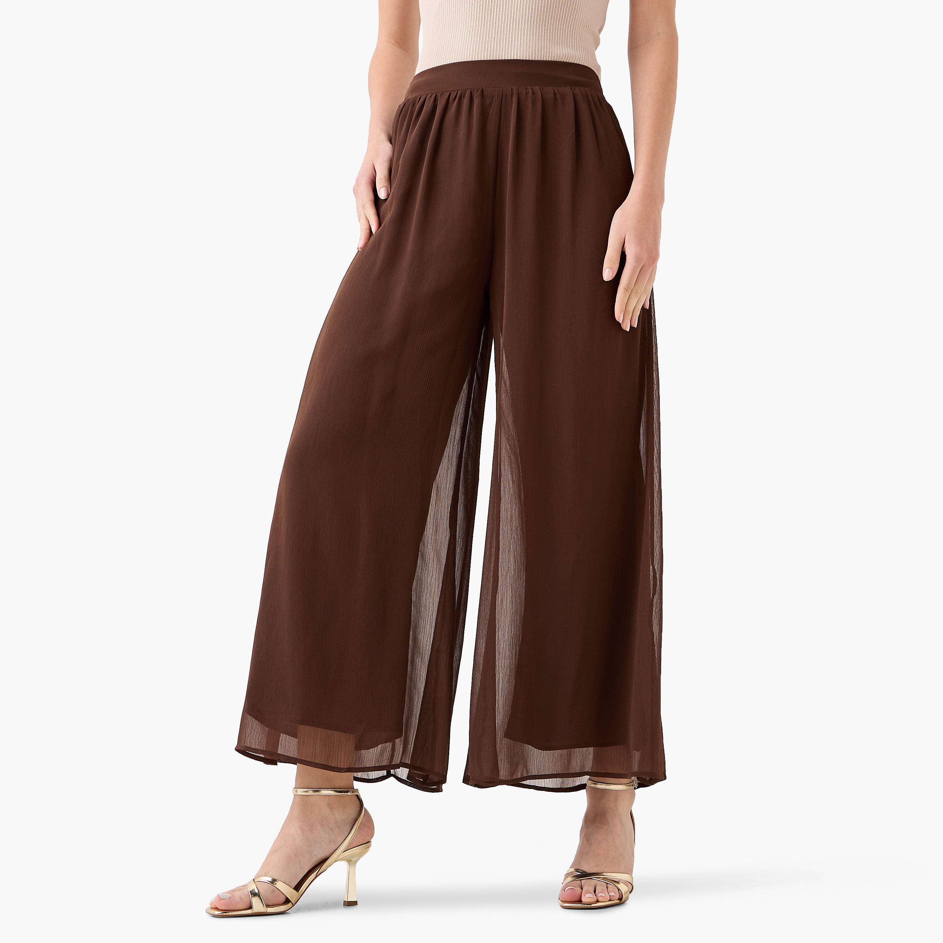 Sheer Wide Leg Pants-women-clothing-coordsets-image-3