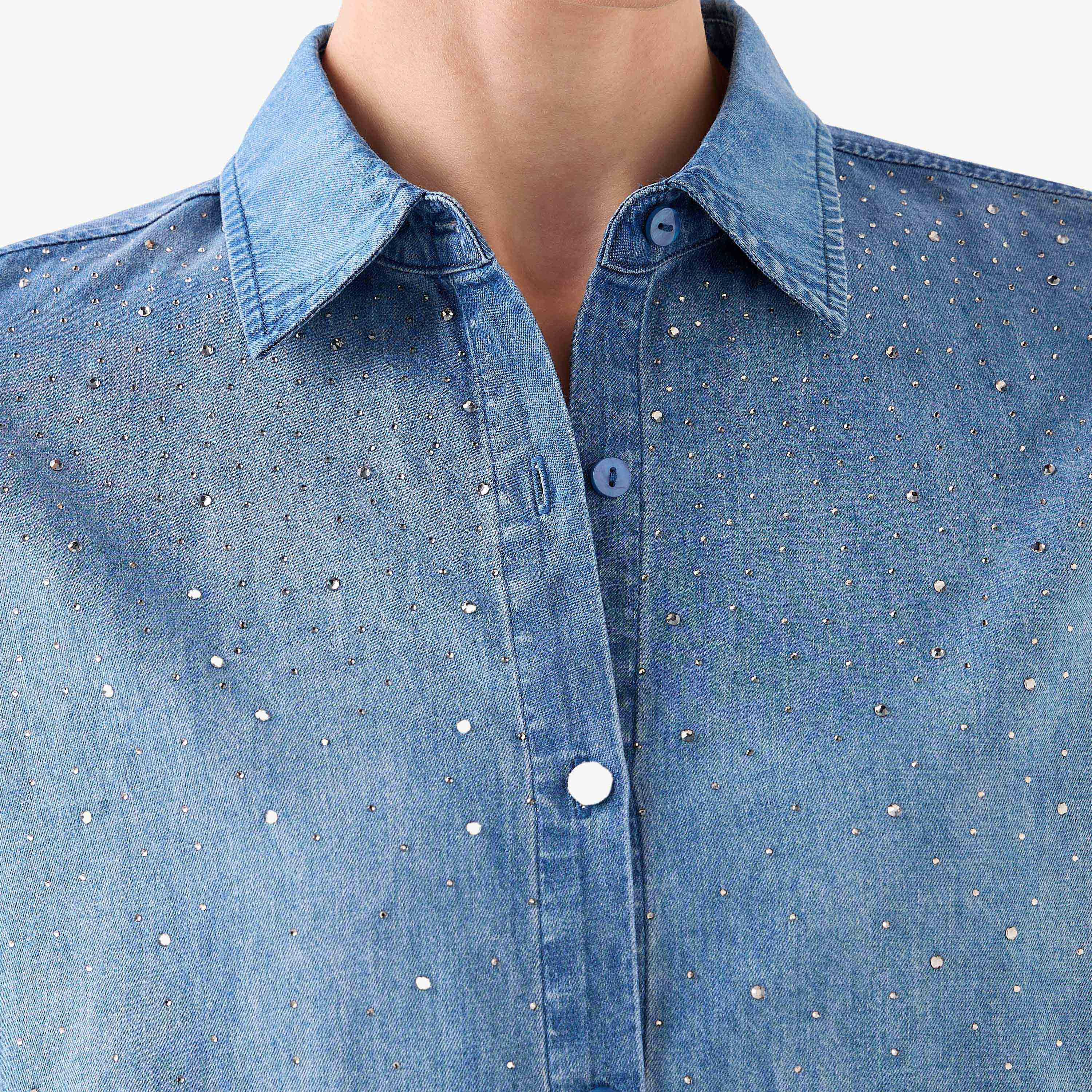 Relaxed Fit Cotton Shirt with Embellishment-women-clothing-shirtsandblouses-shirts-image-2