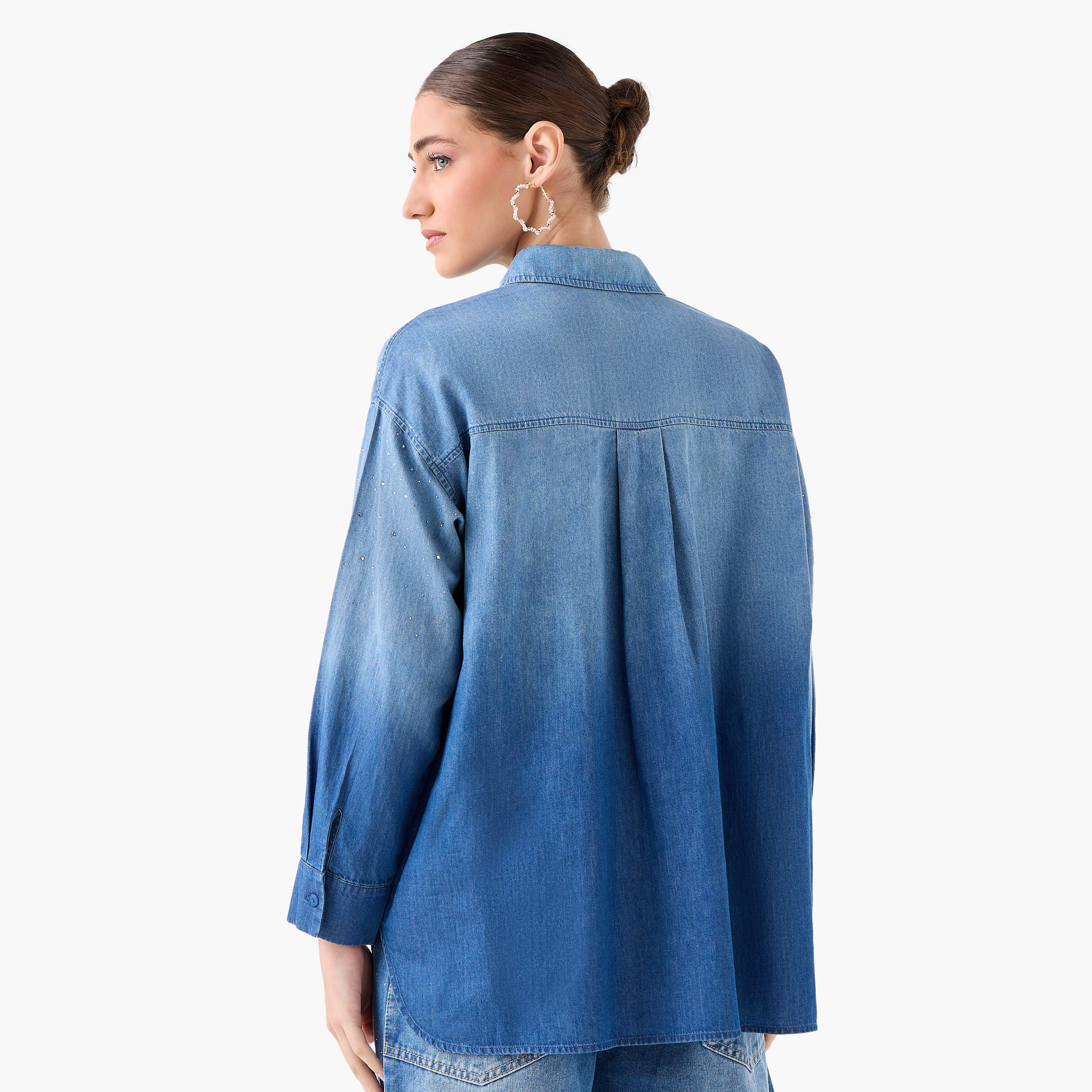 Relaxed Fit Cotton Shirt with Embellishment-women-clothing-shirtsandblouses-shirts-image-6